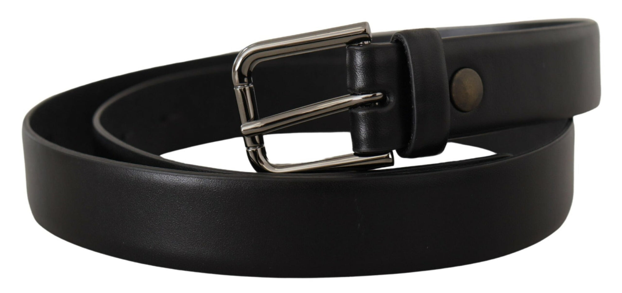 Dolce & Gabbana Black Calf Leather Classic Logo Metal Buckle Belt - Maison Luxe