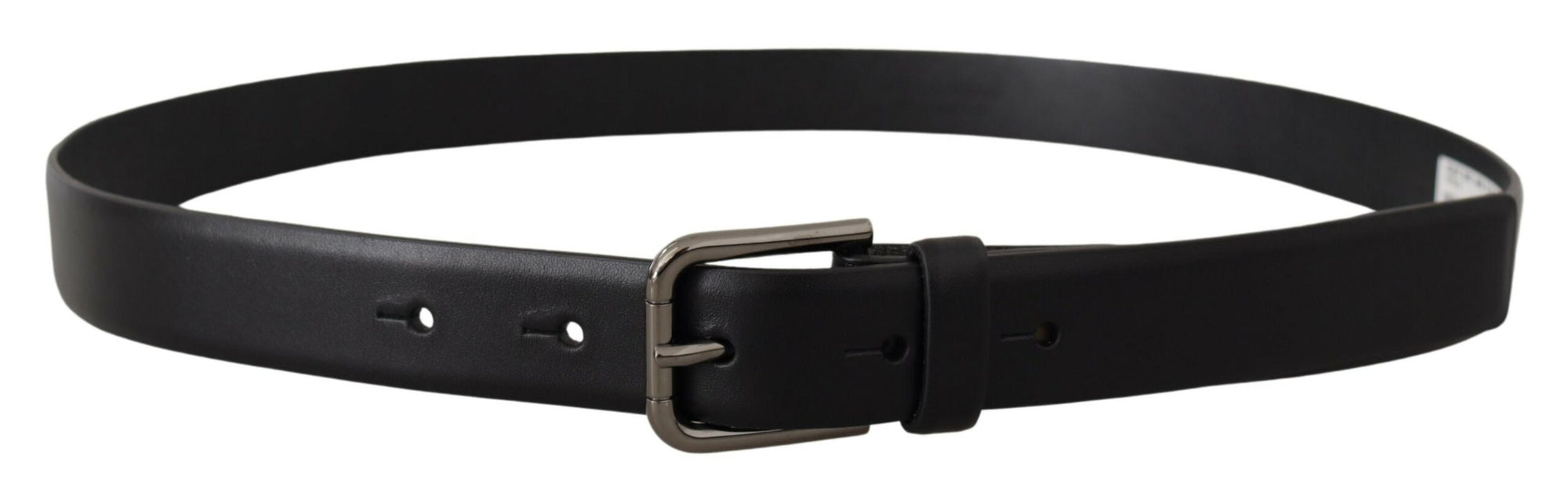 Dolce & Gabbana Black Calf Leather Classic Logo Metal Buckle Belt - Maison Luxe