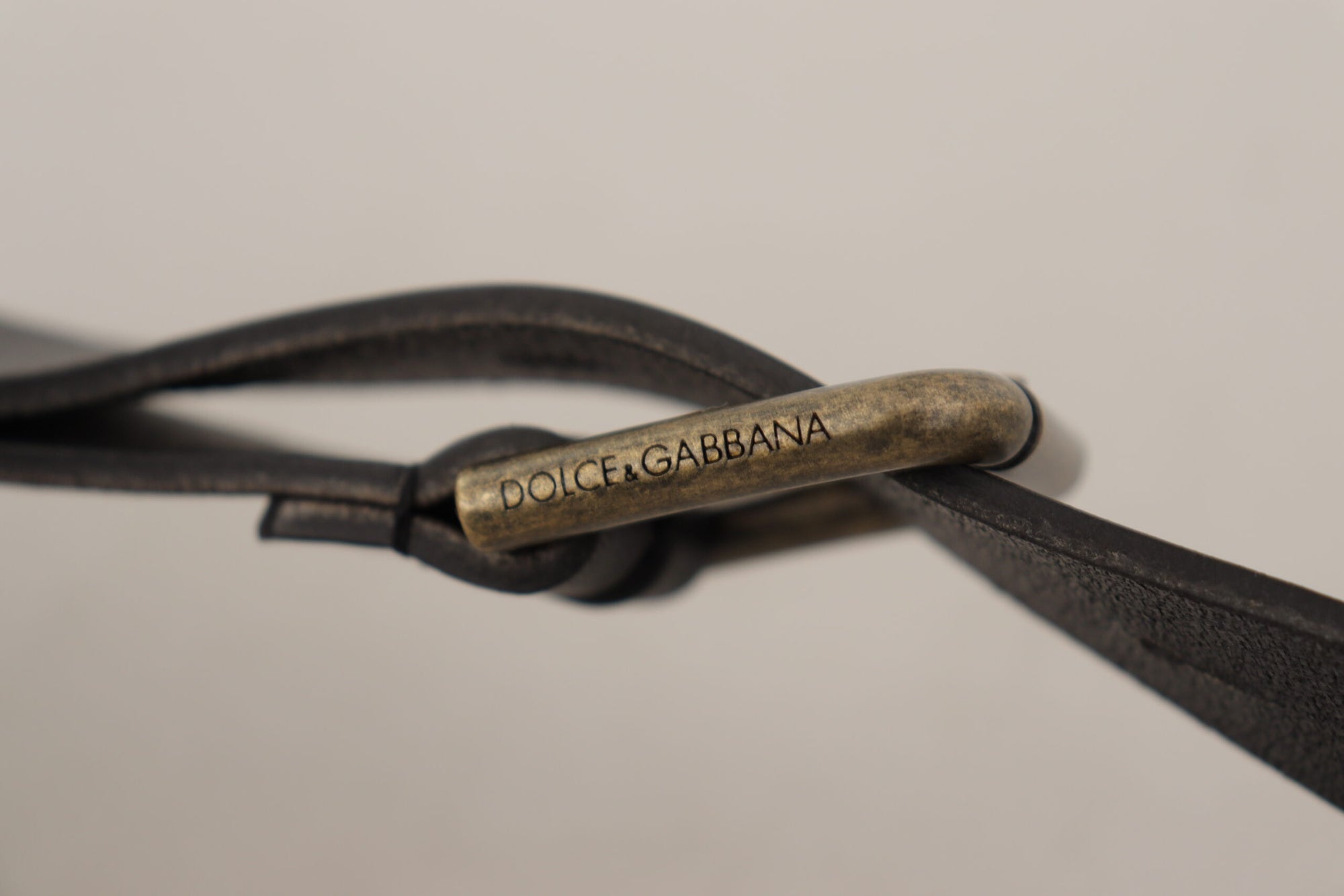Dolce & Gabbana Black Calf Leather Logo Brass Metal Buckle Belt - Maison Luxe