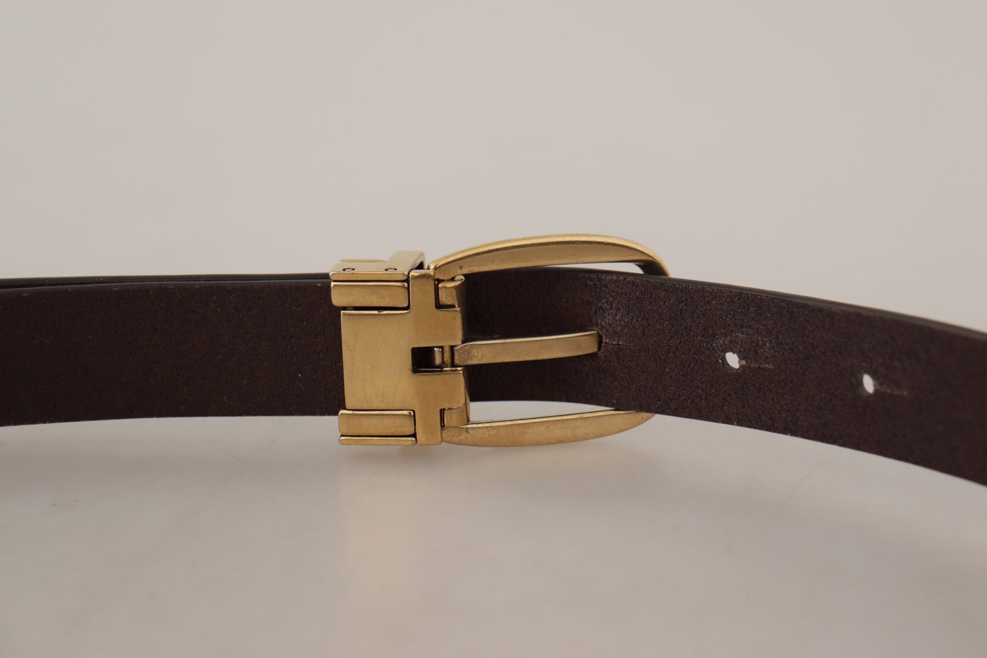 Dolce & Gabbana Dark Brown Calf Leather Gold Tone Metal Buckle - Maison Luxe