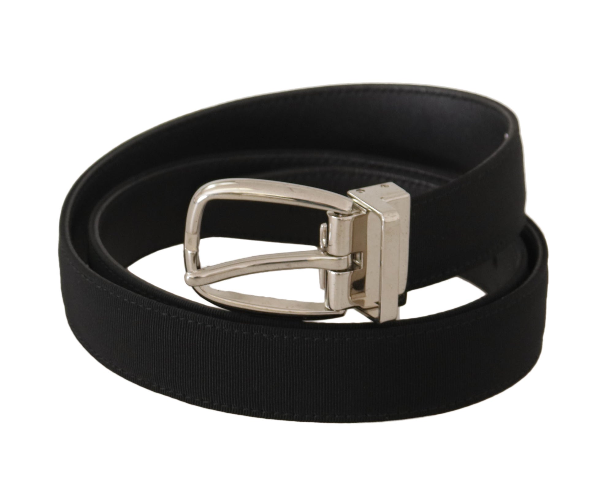 Dolce & Gabbana Belt Black Calf Leather Silver Tone Metal Buckle - Maison Luxe