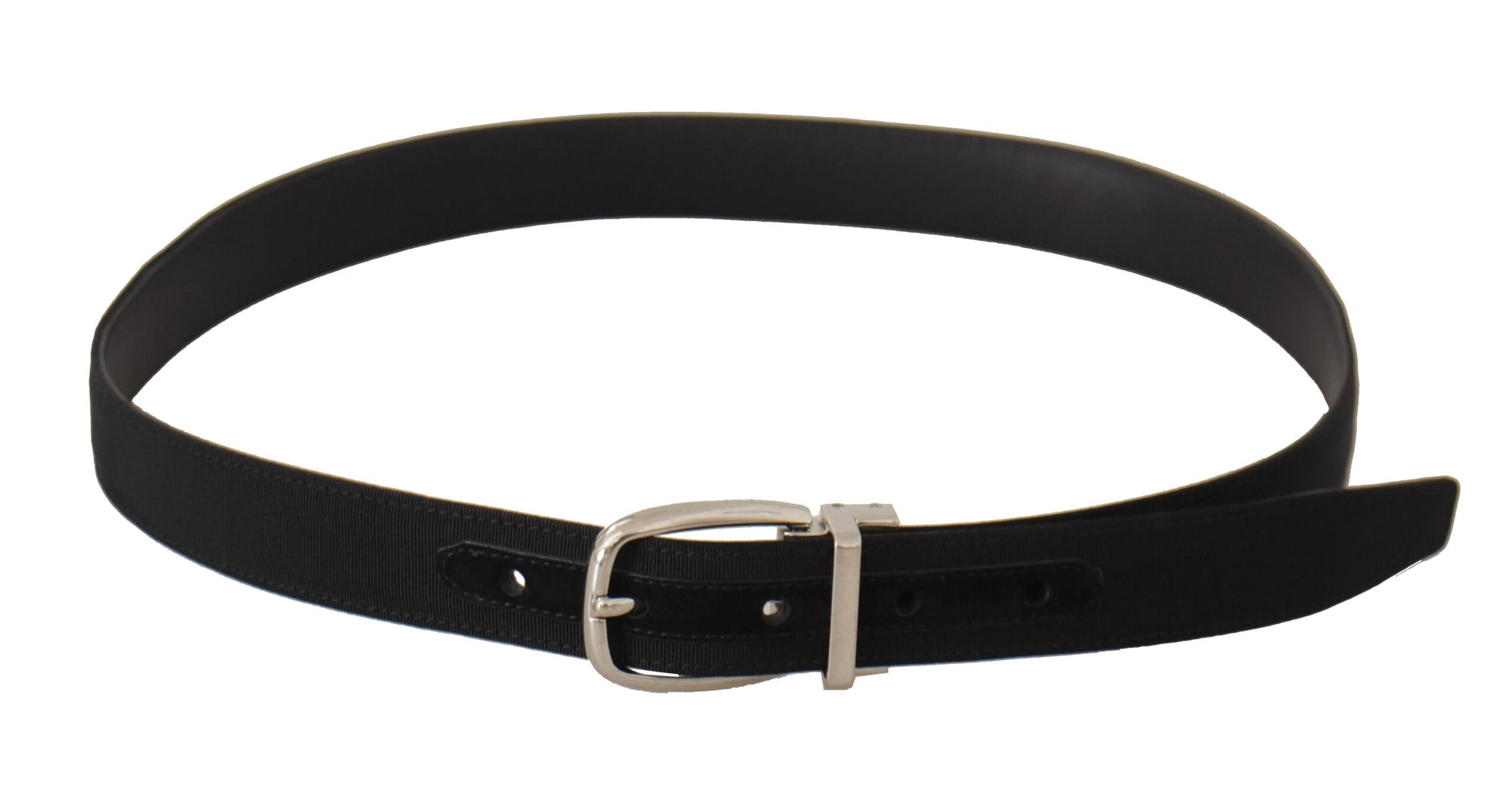 Dolce & Gabbana Belt Black Calf Leather Silver Tone Metal Buckle - Maison Luxe