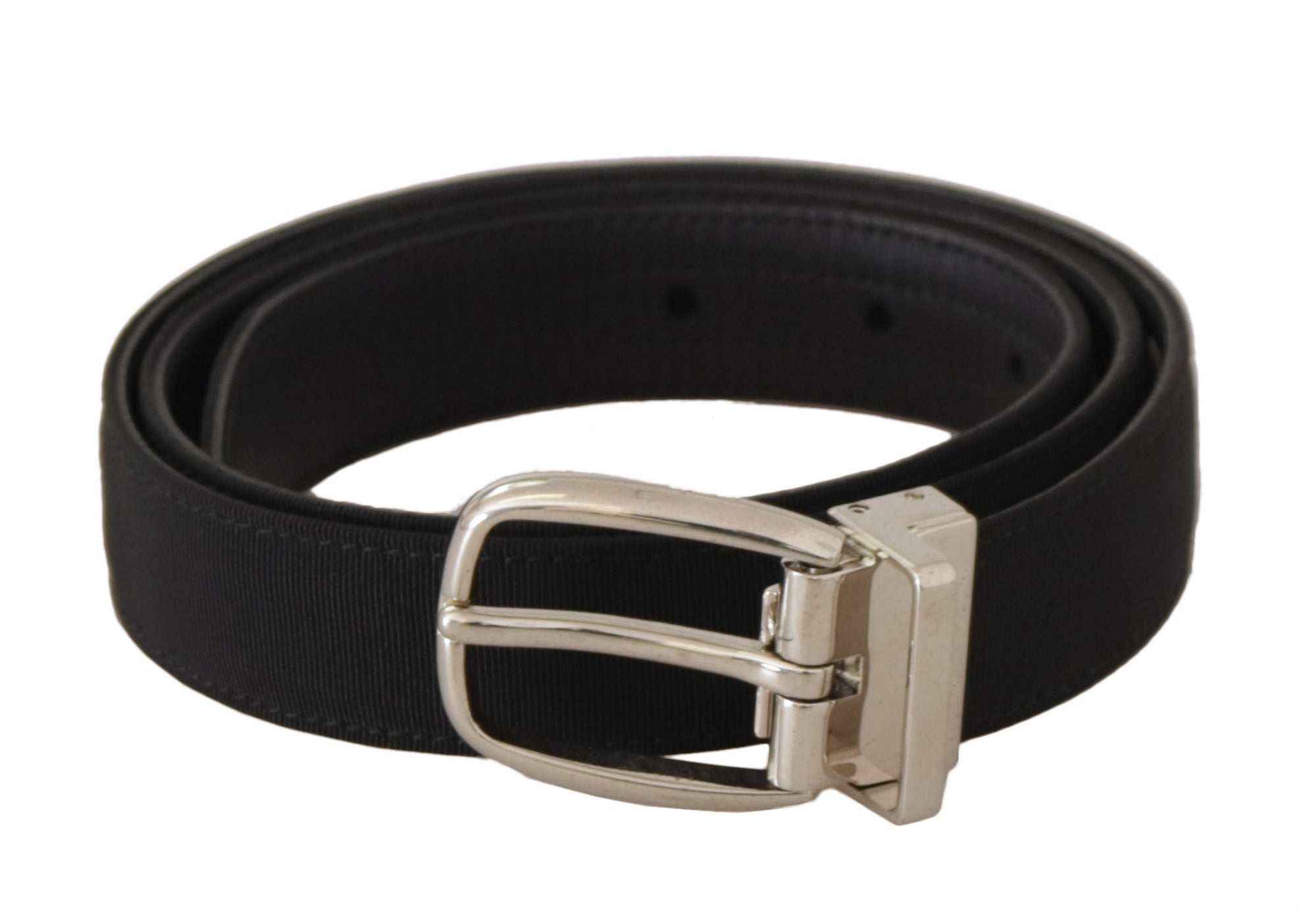 Dolce & Gabbana Belt Black Calf Leather Silver Tone Metal Buckle - Maison Luxe