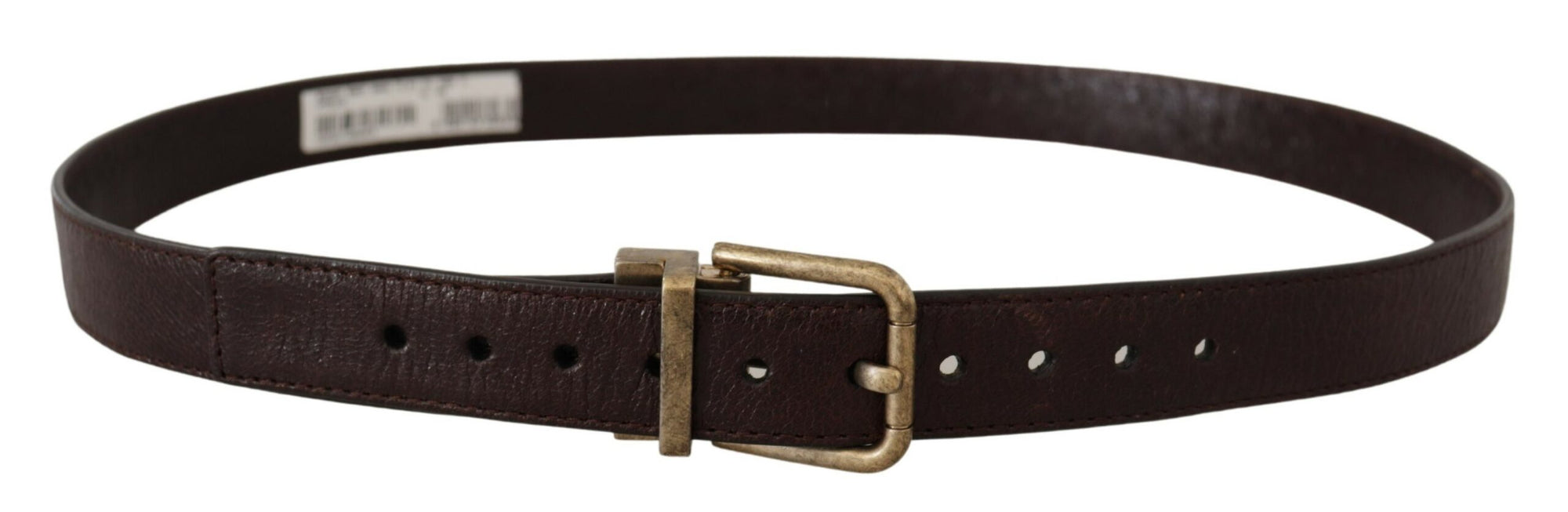 Dolce & Gabbana Brown Calf Leather Vintage Logo Metal Buckle Belt - Maison Luxe