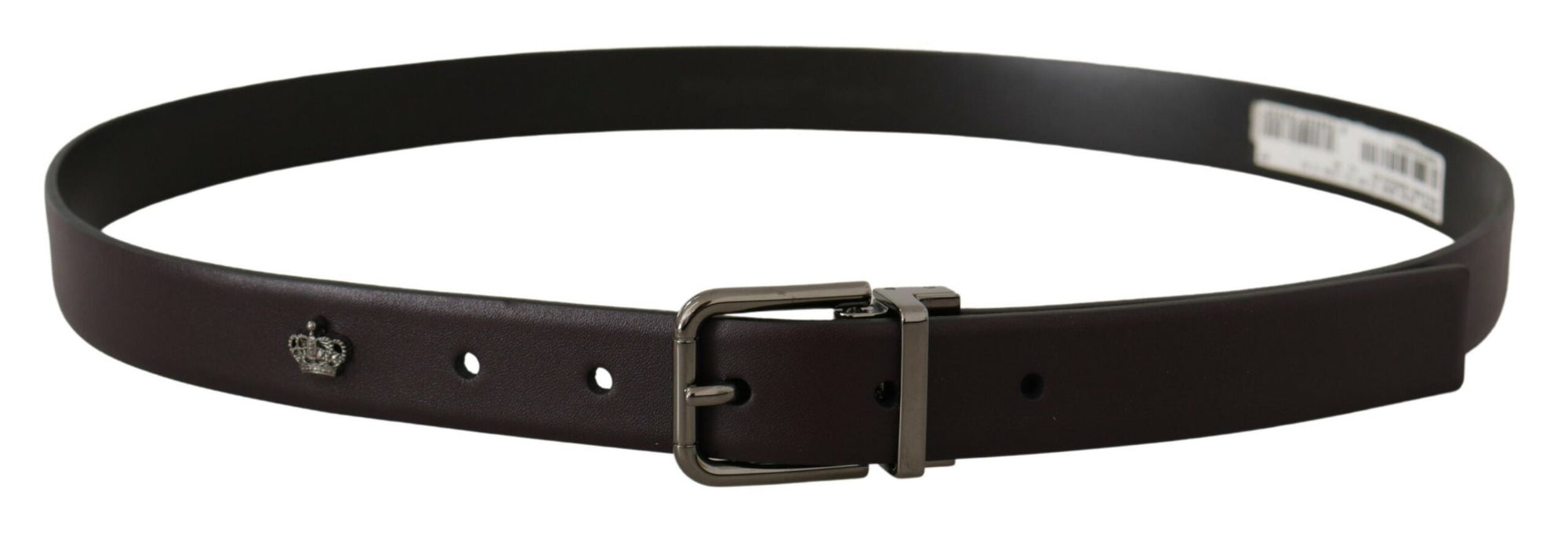 Dolce & Gabbana Dark Purple Leather Box Borchia Metal Buckle Belt - Maison Luxe