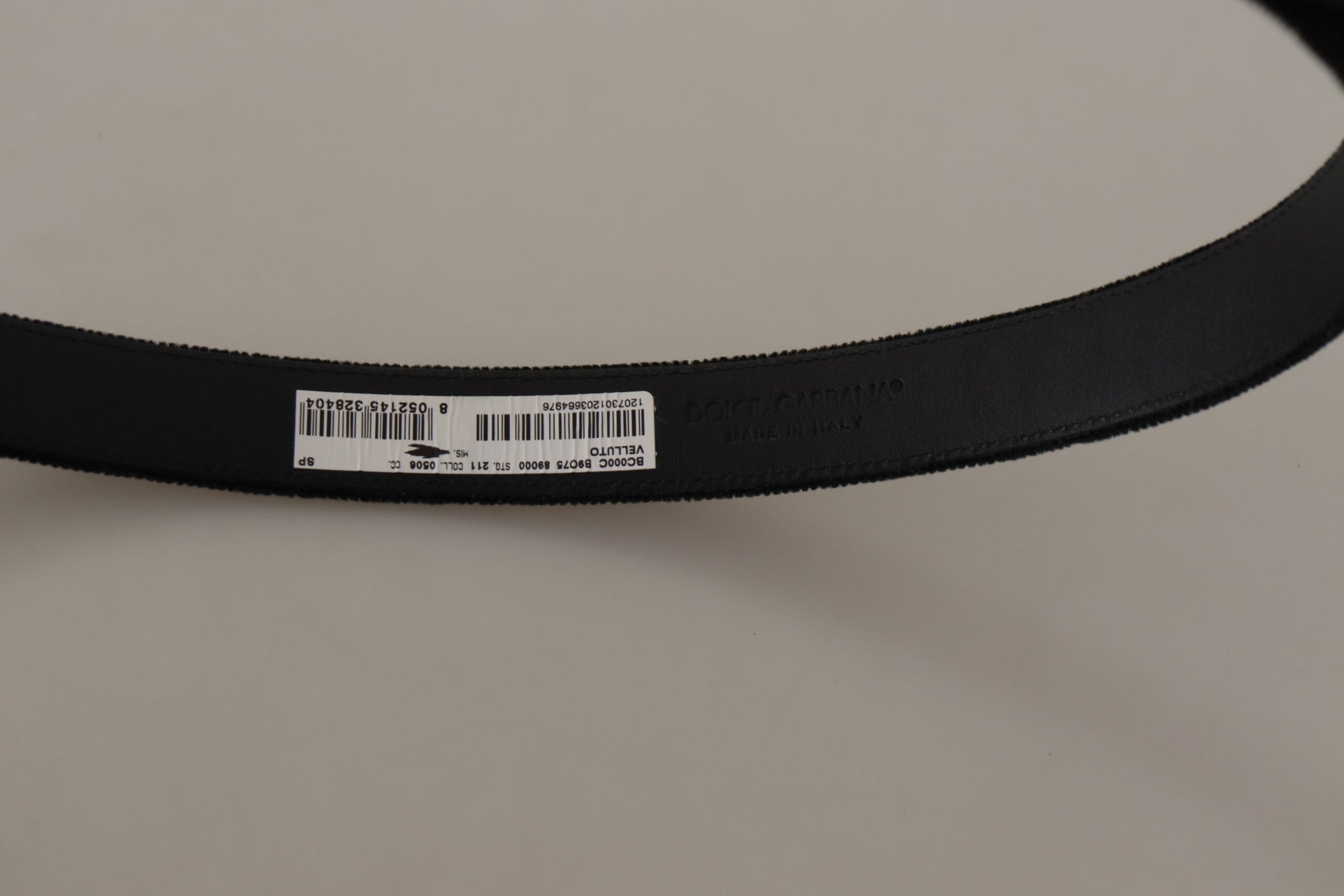 Dolce & Gabbana Black Velvet Leather Gold Tone Metal Buckle Belt - Maison Luxe