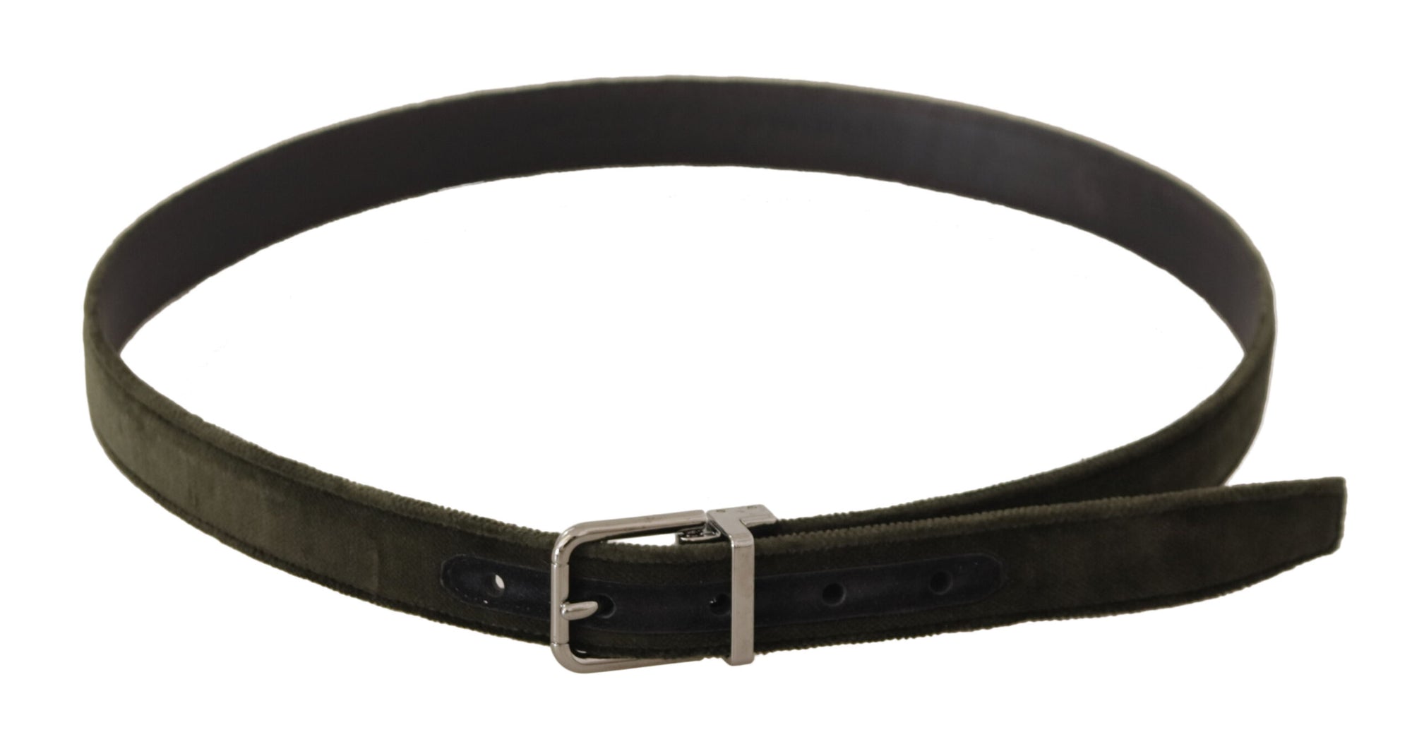 Dolce & Gabbana Green Velvet Silver Tone Metal Buckle Belt - Maison Luxe