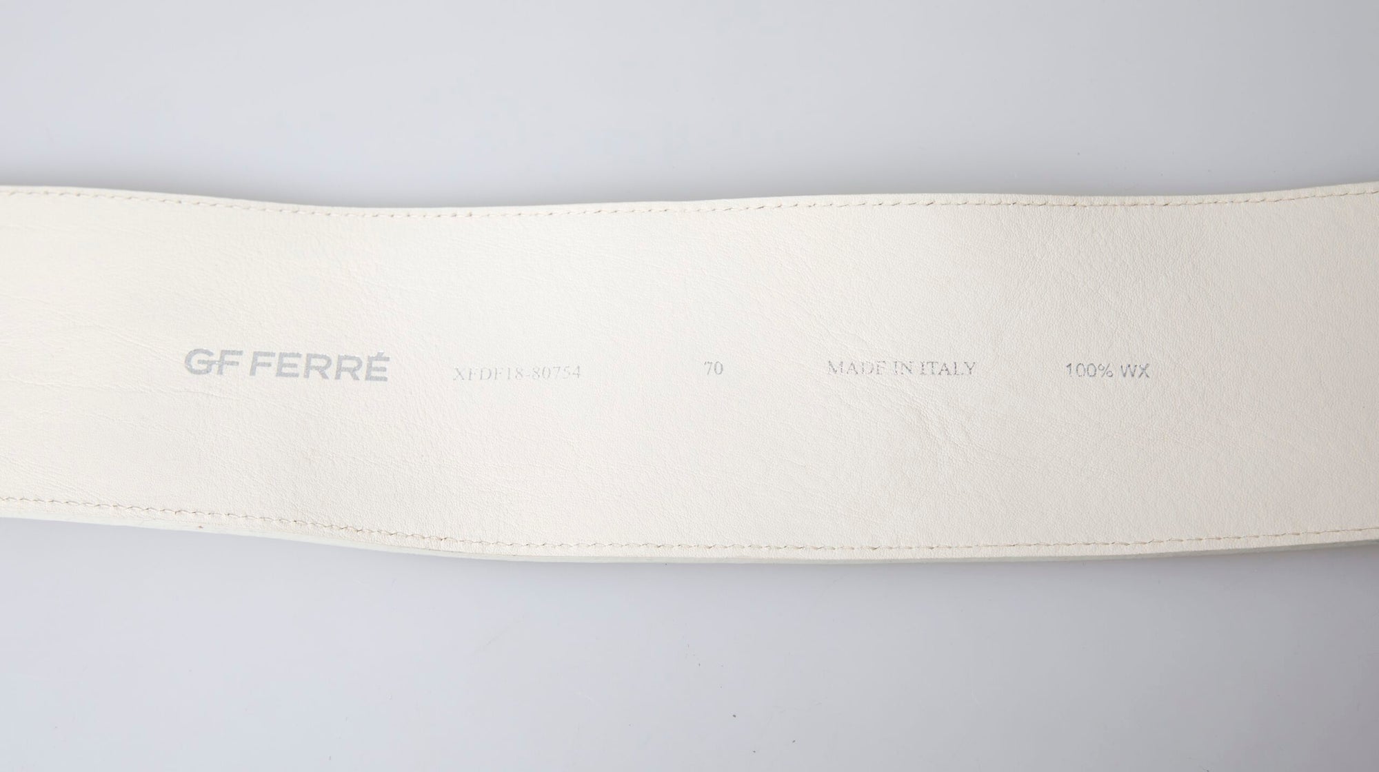 GF Ferre Off White Waxed Cotton Wide Fashion Waistband Belt - Maison Luxe