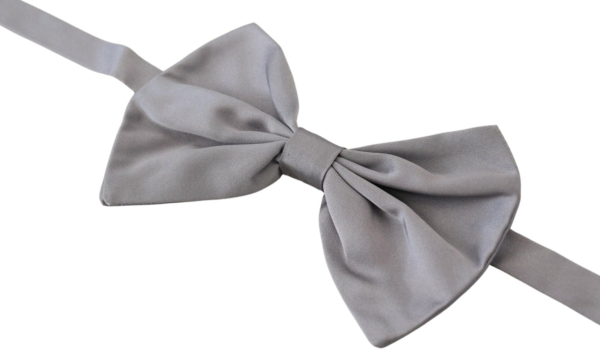Dolce & Gabbana Bow Tie Men Silver Gray Silk Adjustable Neck Papillon - Maison Luxe