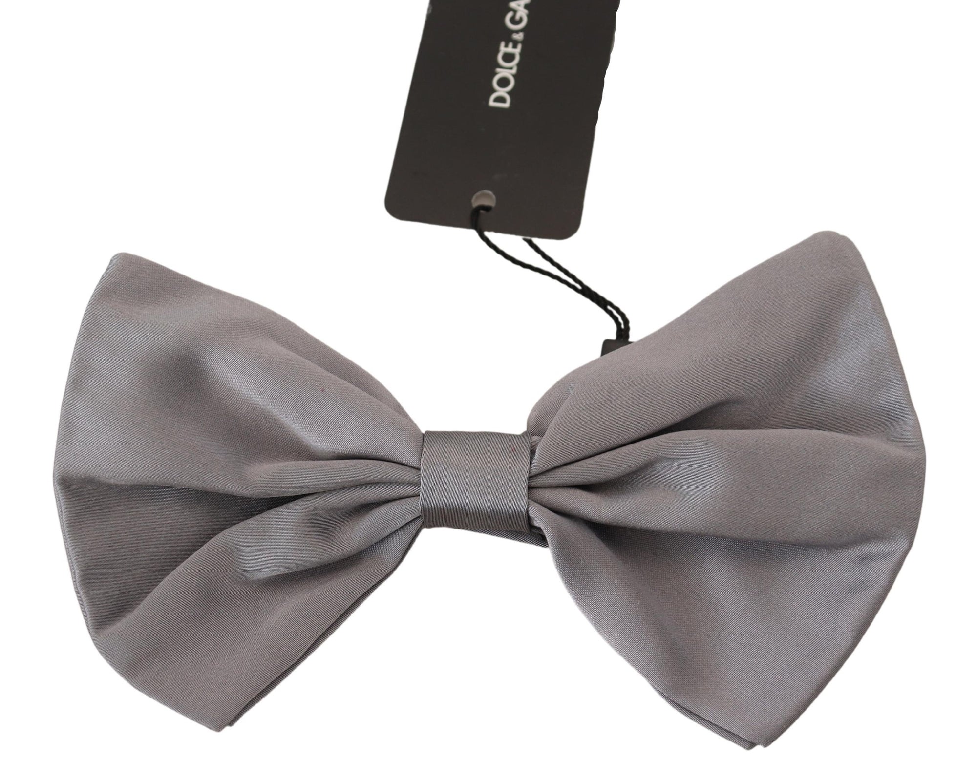 Dolce & Gabbana Bow Tie Men Silver Gray Silk Adjustable Neck Papillon - Maison Luxe