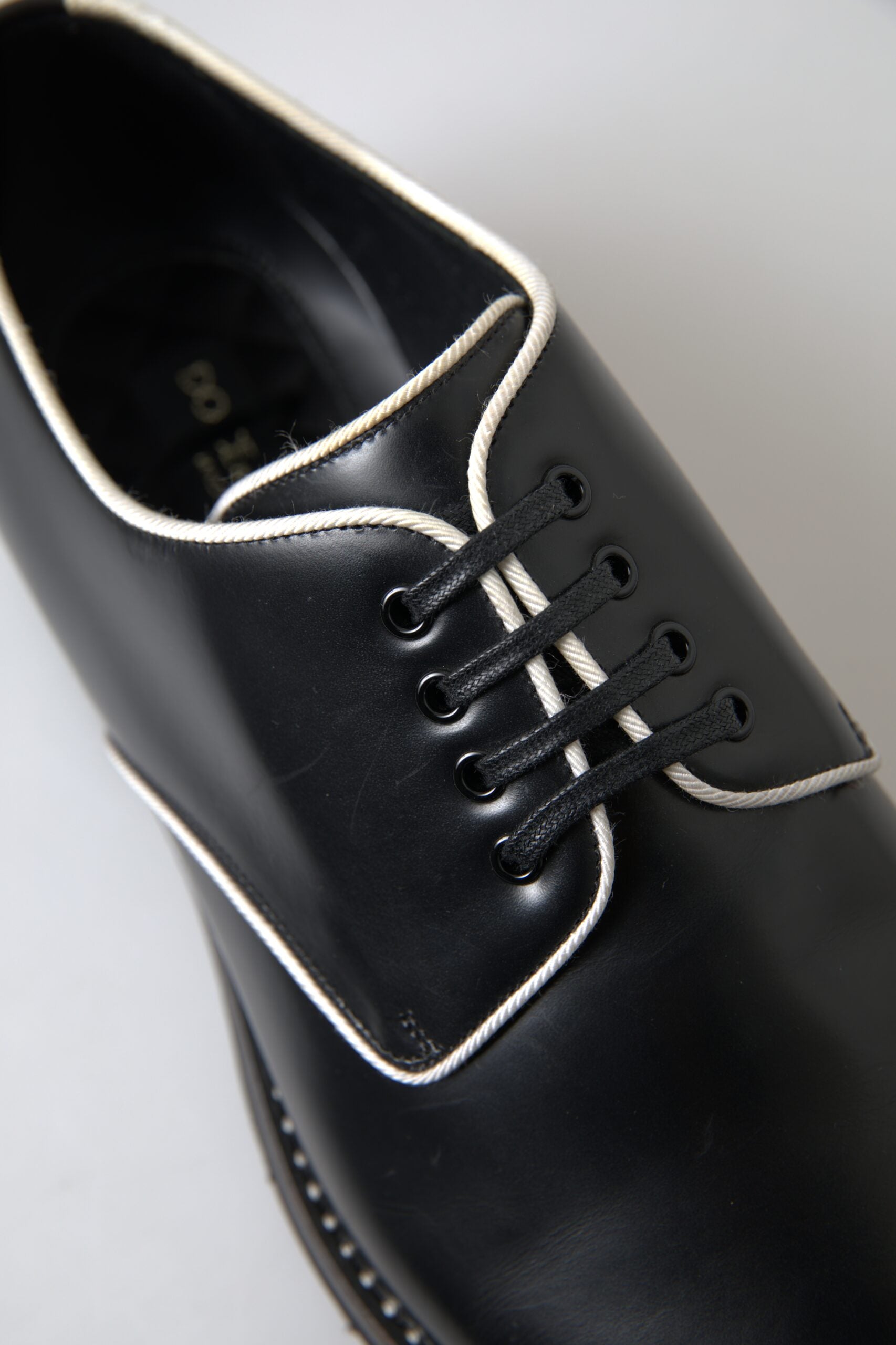 Dolce & Gabbana Black White Leather Formal Shoes