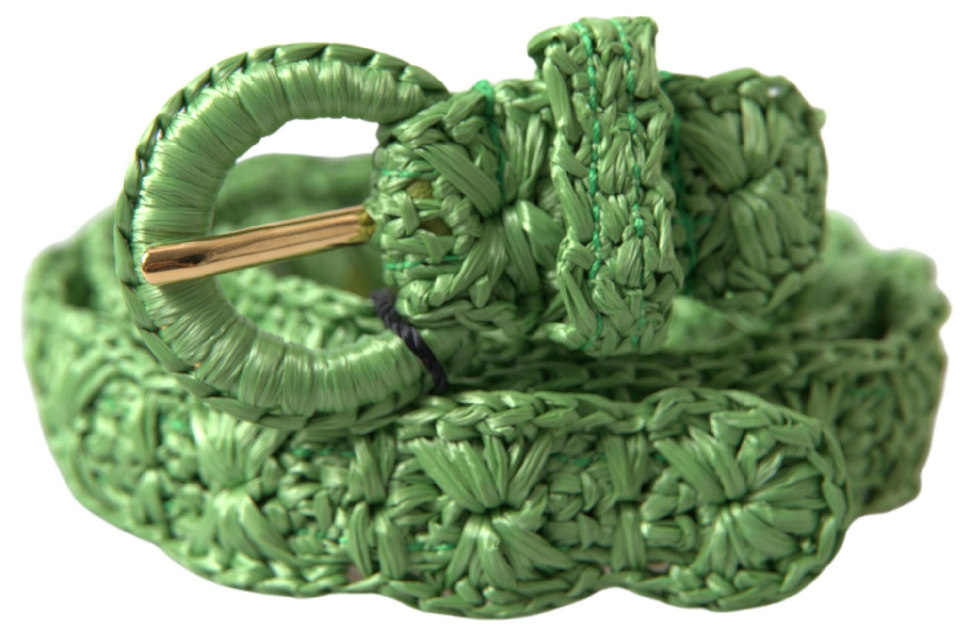 Dolce & Gabbana Green Viscose Weaved Skinny Waist Belt - Maison Luxe