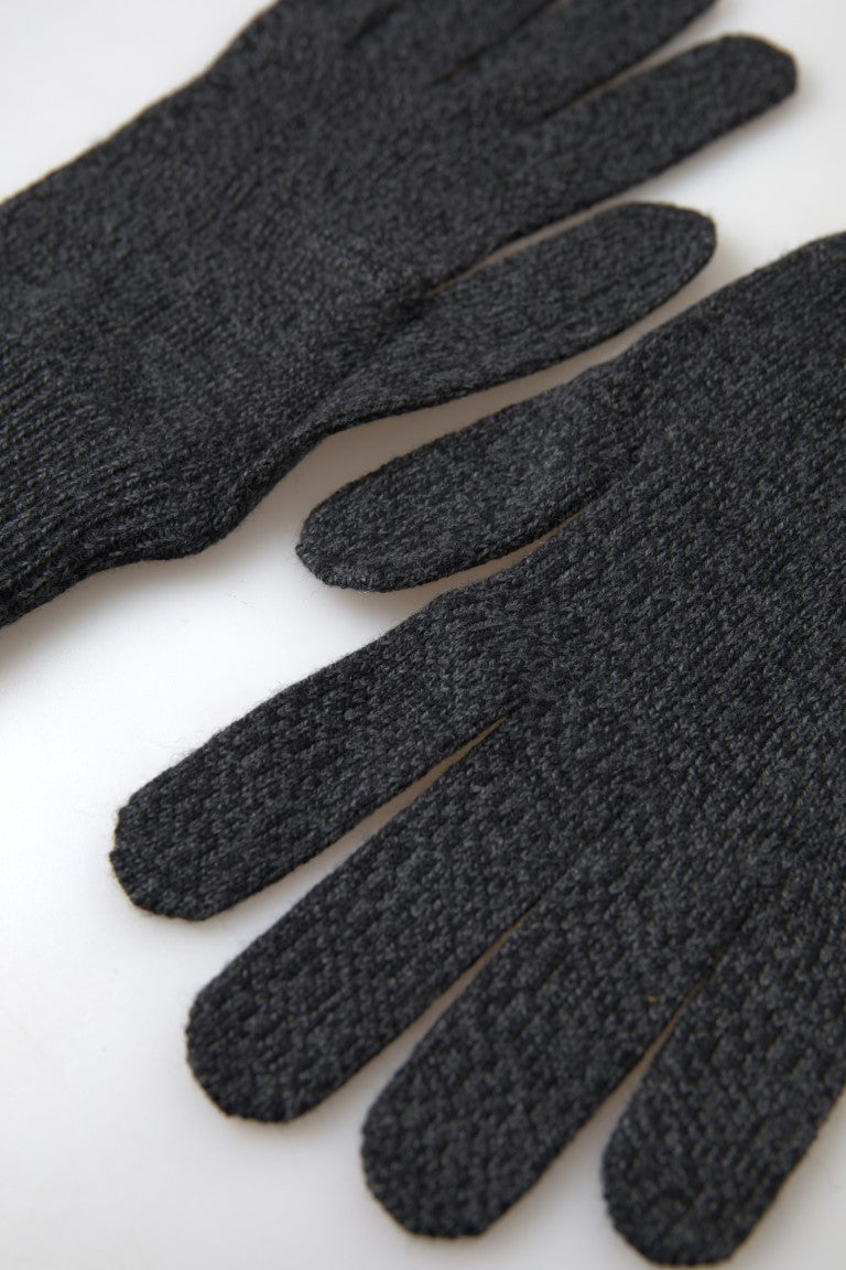 Dolce & Gabbana Gray Virgin Wool Knit Hands Mitten Men Gloves - Maison Luxe