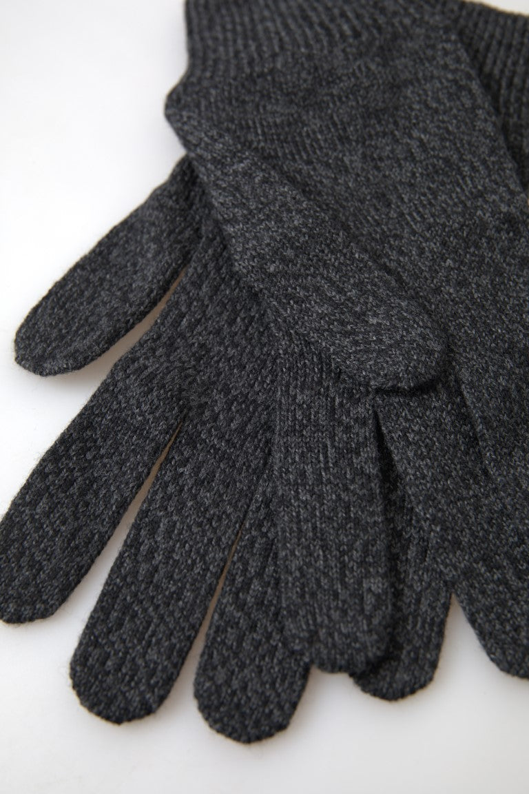 Dolce & Gabbana Gray Virgin Wool Knit Hands Mitten Men Gloves - Maison Luxe