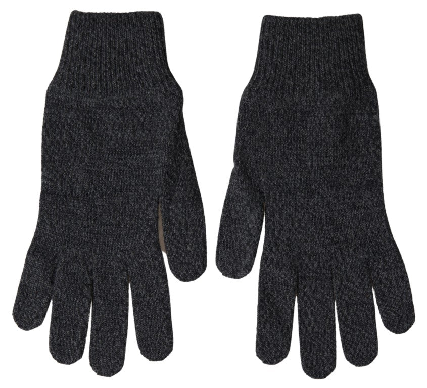 Dolce & Gabbana Gray Virgin Wool Knit Hands Mitten Men Gloves - Maison Luxe