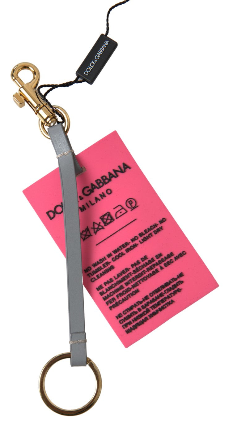 Dolce & Gabbana Pink Silicone DG Logo Gold Brass Keyring Women Keychain - Maison Luxe
