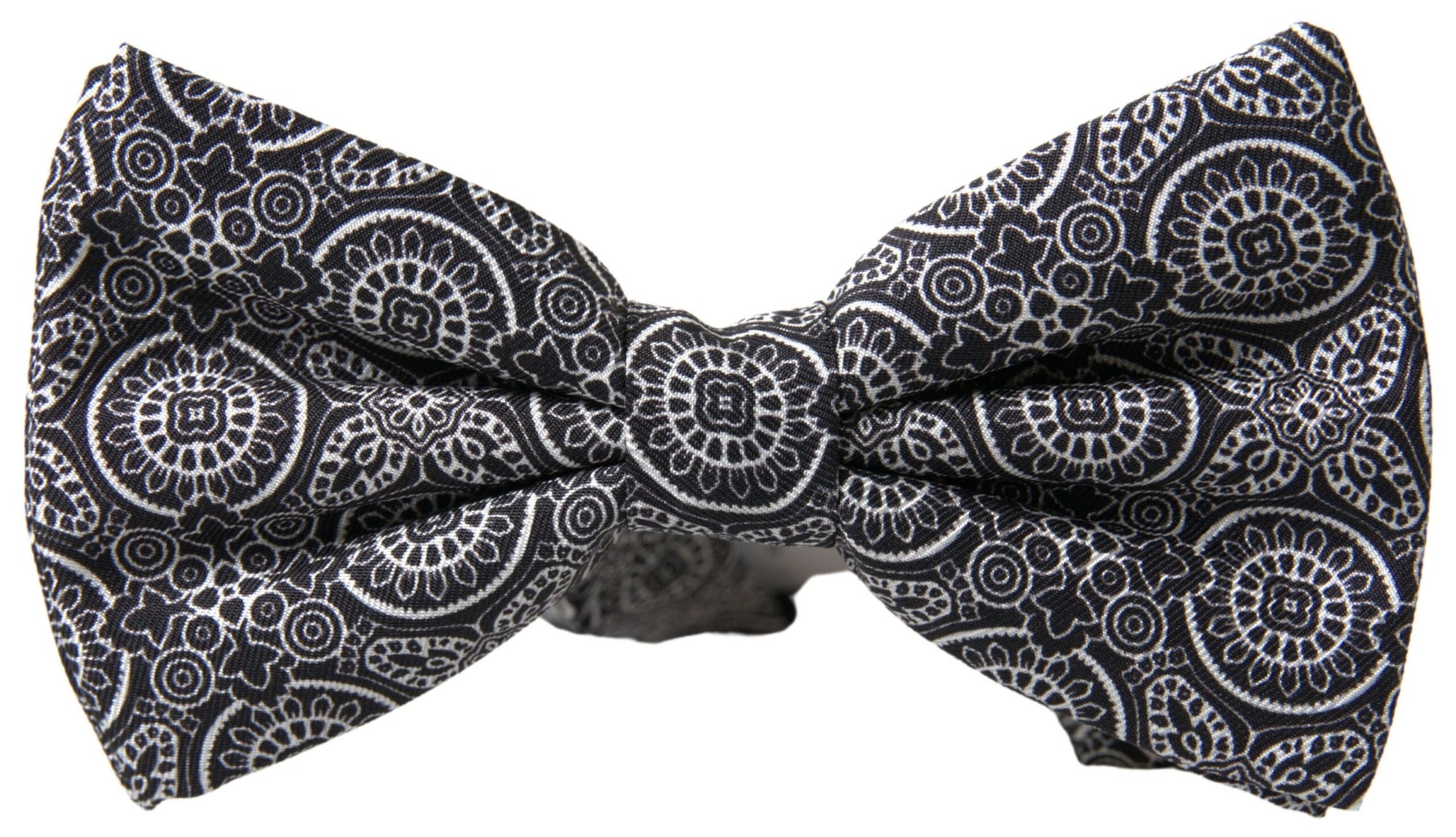 Dolce & Gabbana Black White Pattern Adjustable Neck Papillon Bow Tie - Maison Luxe