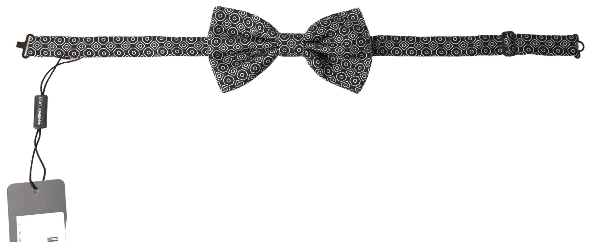 Dolce & Gabbana Black White Pattern Adjustable Neck Papillon Bow Tie - Maison Luxe