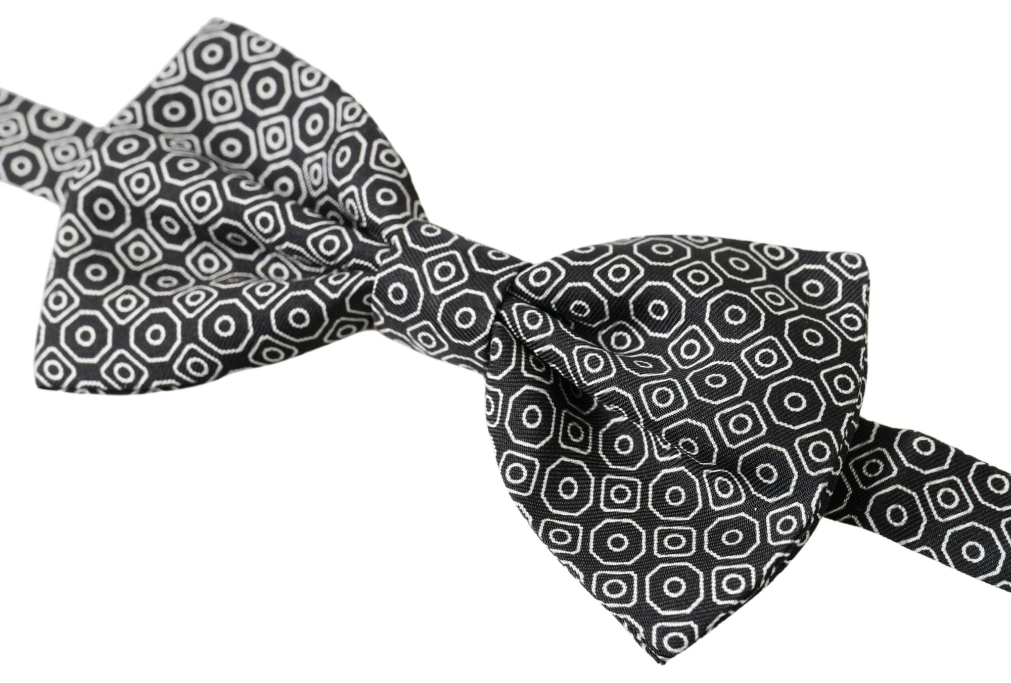 Dolce & Gabbana Black White Pattern Adjustable Neck Papillon Bow Tie - Maison Luxe