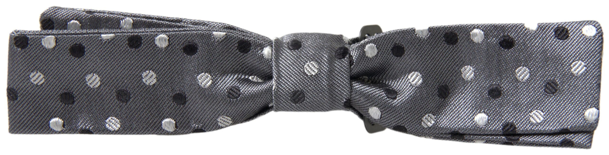 Dolce & Gabbana Gray Polka Dot Silk Adjustable Men Neck Papillon Bow Tie - Maison Luxe