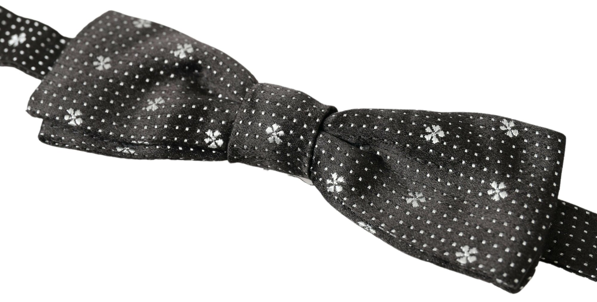 Dolce & Gabbana Black Patterned Silk Adjustable Men Neck Papillon Bow Tie - Maison Luxe