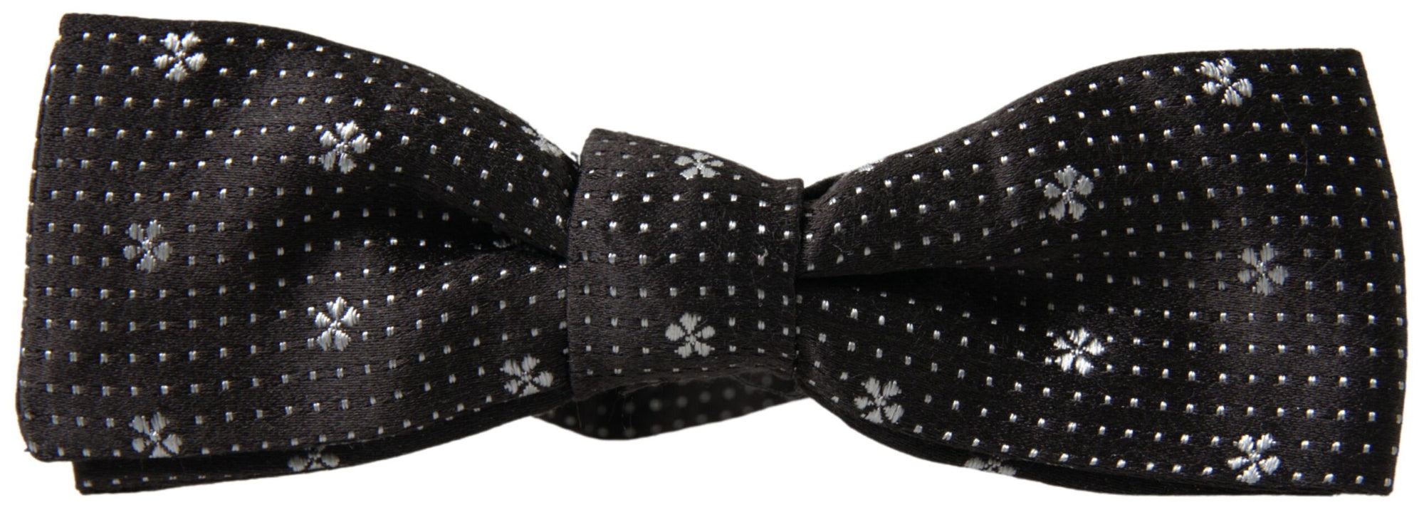 Dolce & Gabbana Black Patterned Silk Adjustable Men Neck Papillon Bow Tie - Maison Luxe