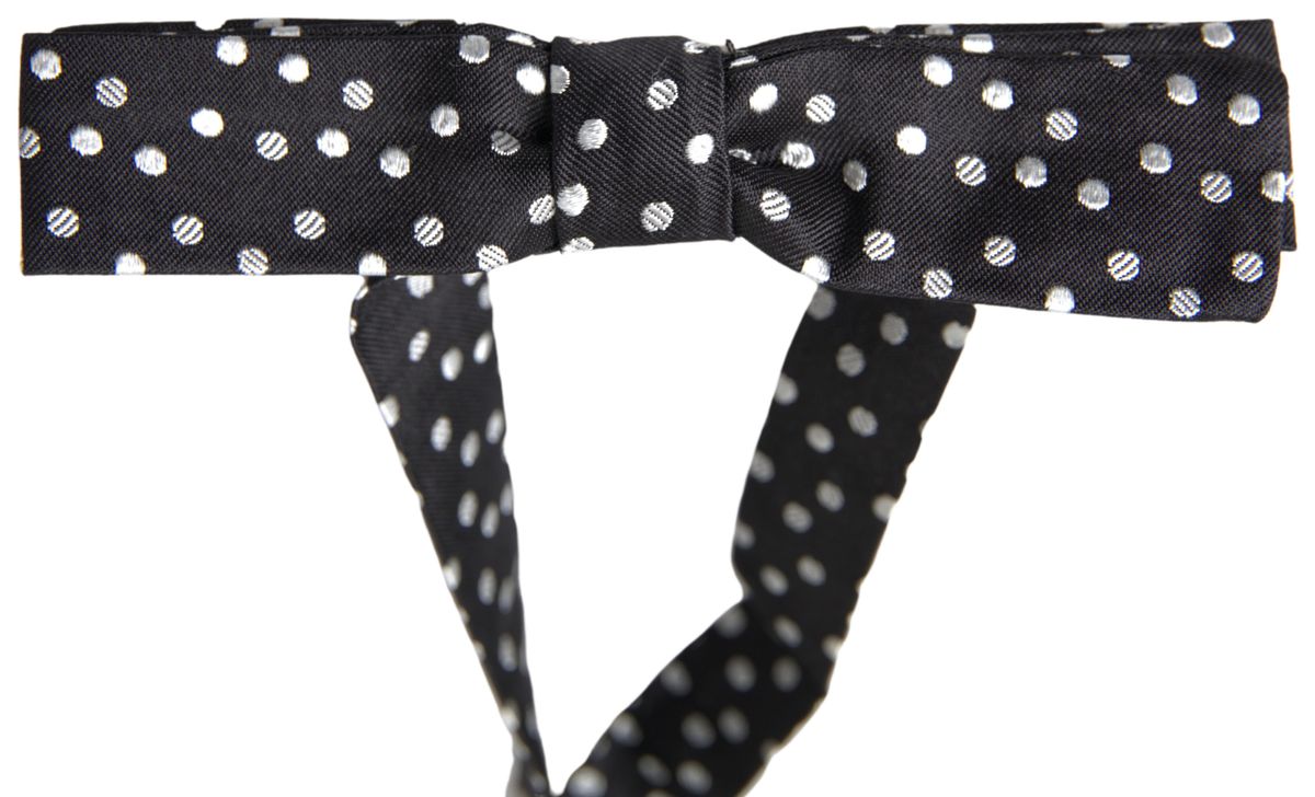 Dolce & Gabbana Black Polka Dot Silk Adjustable Men Neck Papillon Bow Tie - Maison Luxe