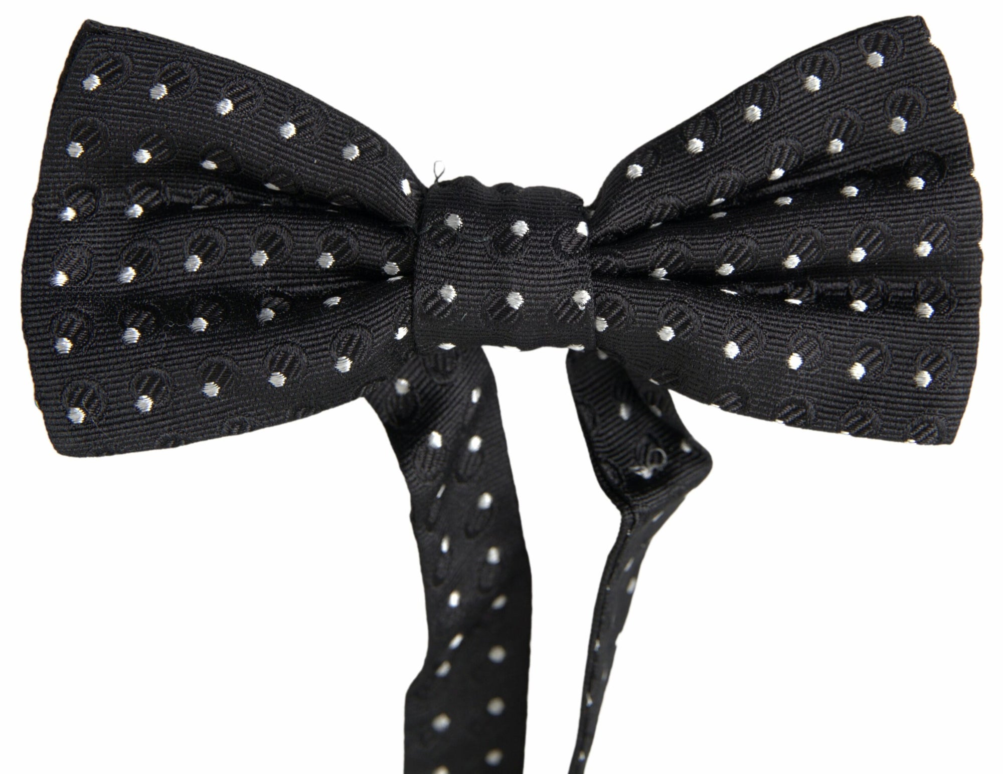 Dolce & Gabbana Black Polka Dot Silk Adjustable Men Neck Papillon Bow Tie - Maison Luxe