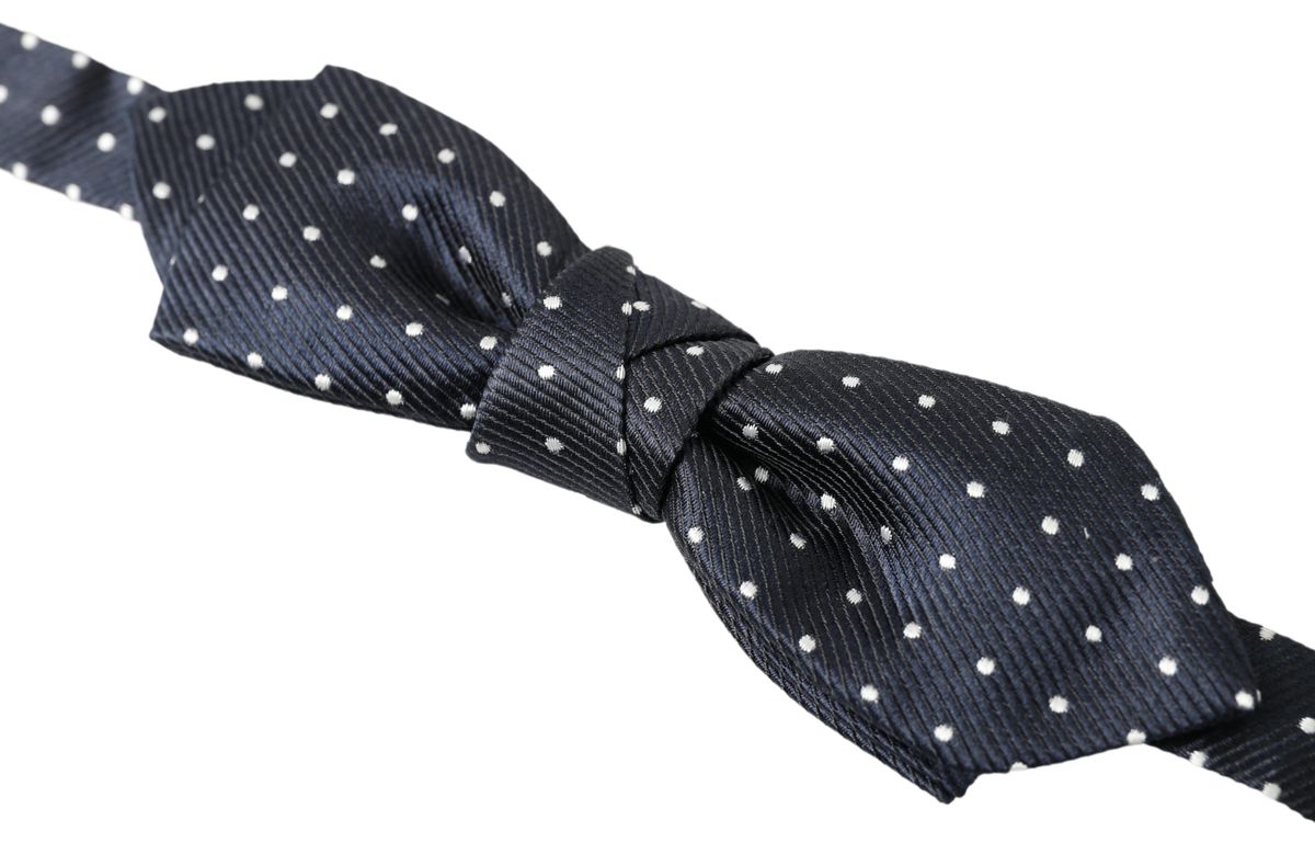 Dolce & Gabbana Blue Polka Dot Silk Adjustable Men Neck Papillon Bow Tie - Maison Luxe