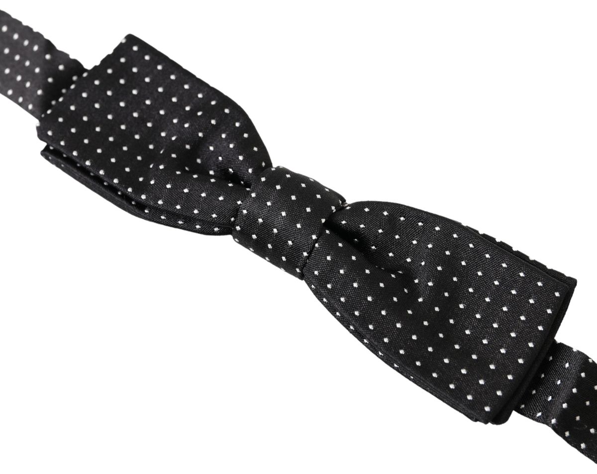 Dolce & Gabbana Black Polka Dot Silk Adjustable Men Neck Papillon Bow Tie - Maison Luxe