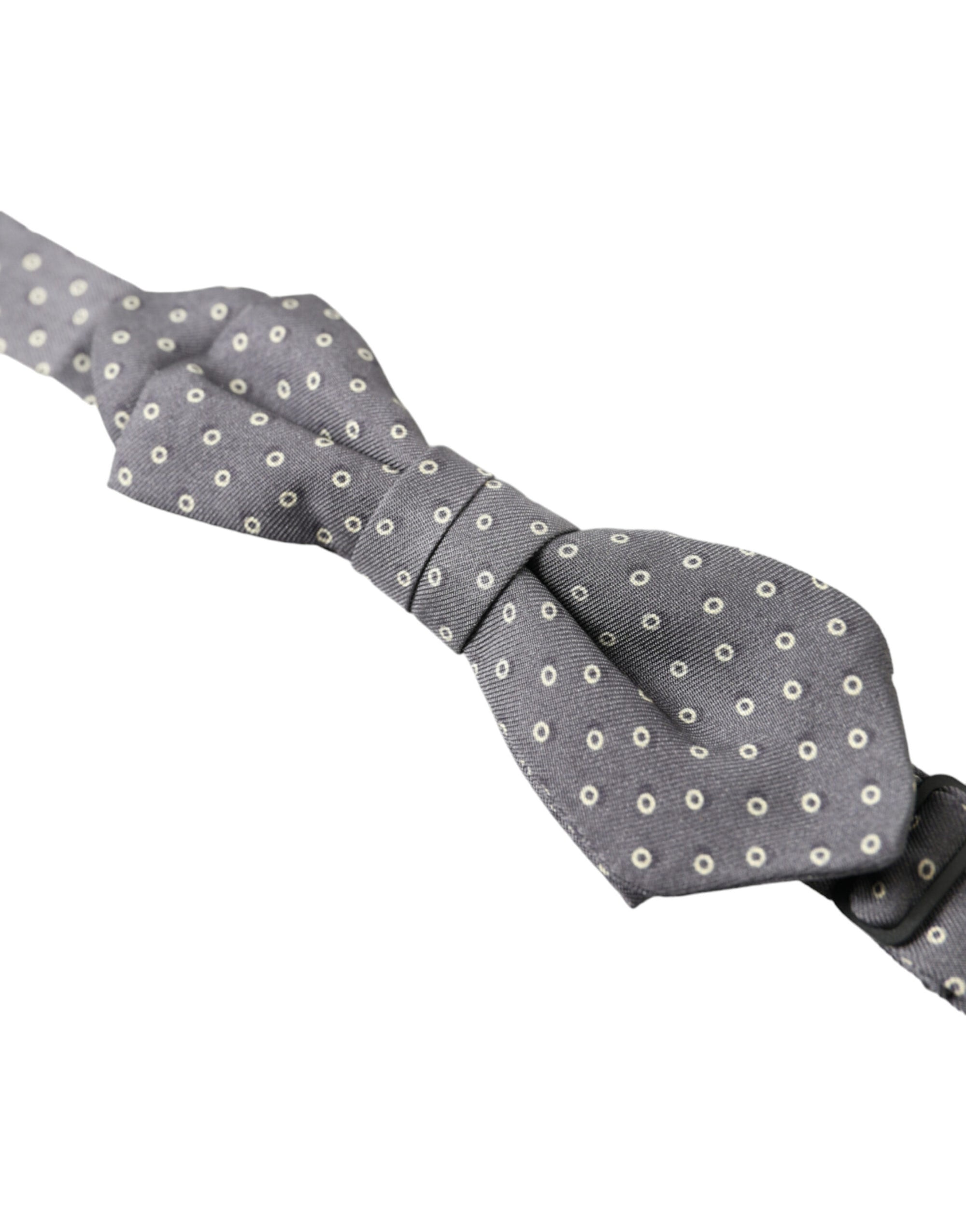 Dolce & Gabbana Gray Polka Dots Silk Adjustable Neck Papillon Bow Tie - Maison Luxe