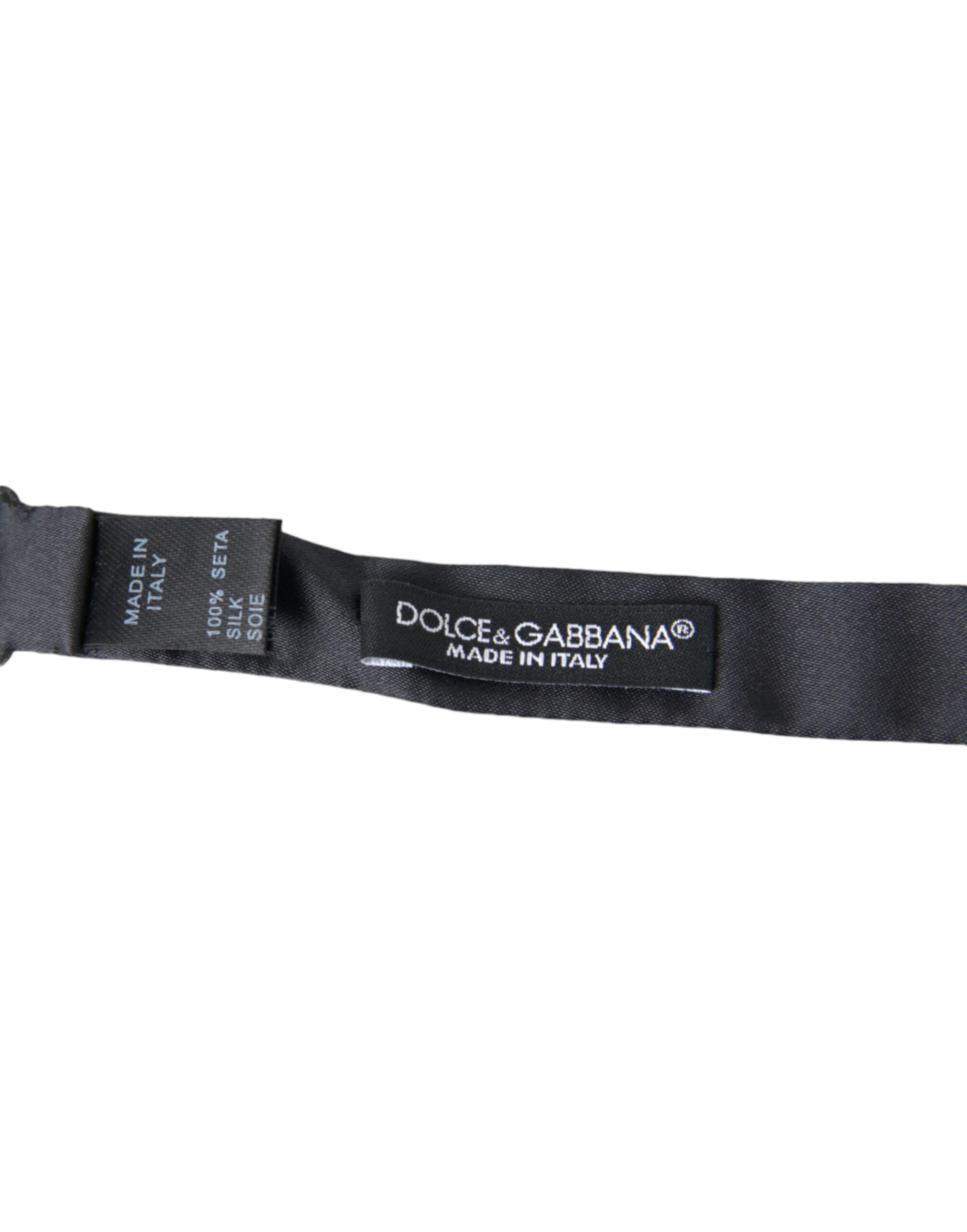 Dolce & Gabbana Dark Gray Silk Adjustable Neck Men Papillon Bow Tie - Maison Luxe