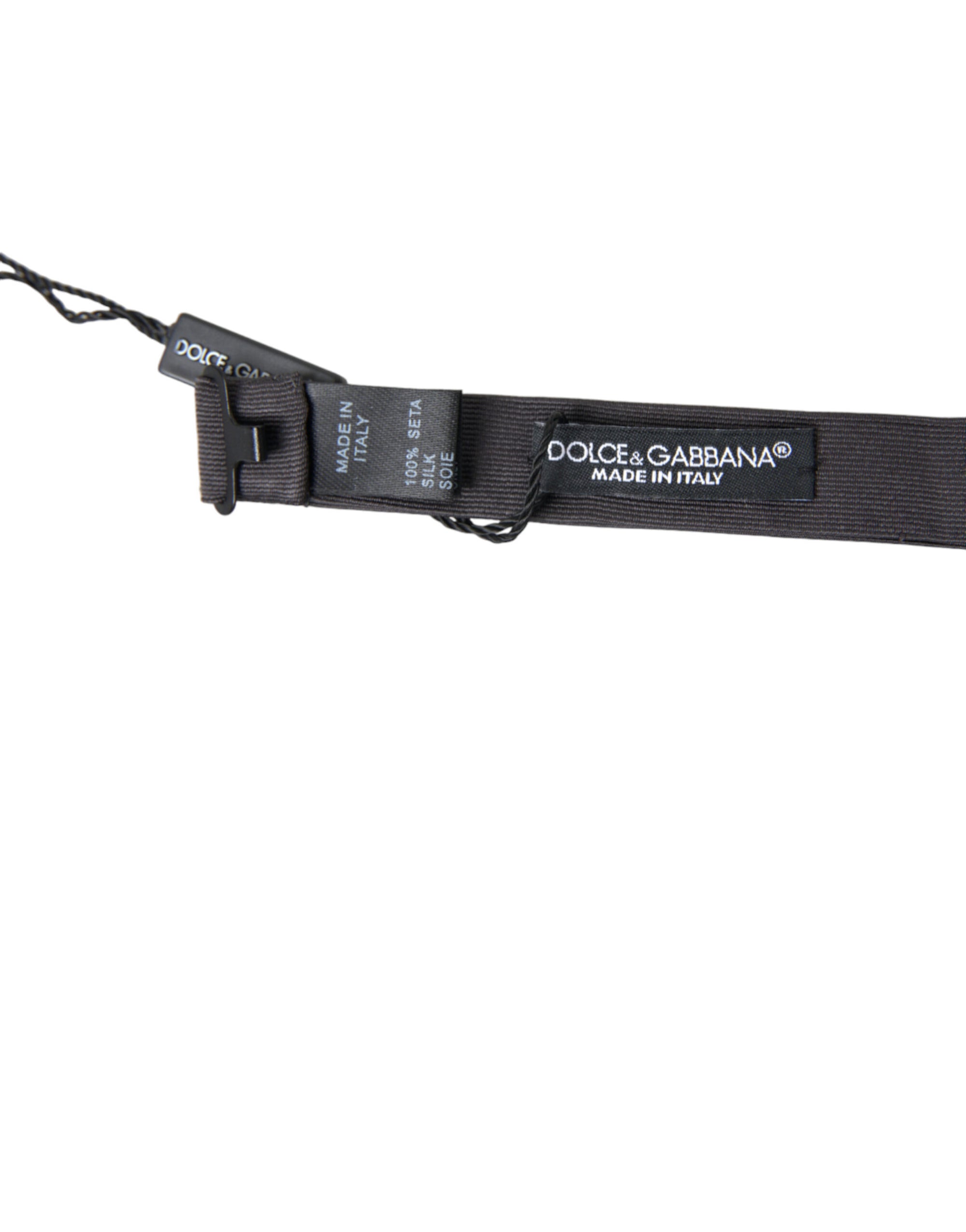 Dolce & Gabbana Dark Gray Silk Adjustable Neck Men Papillon Bow Tie - Maison Luxe