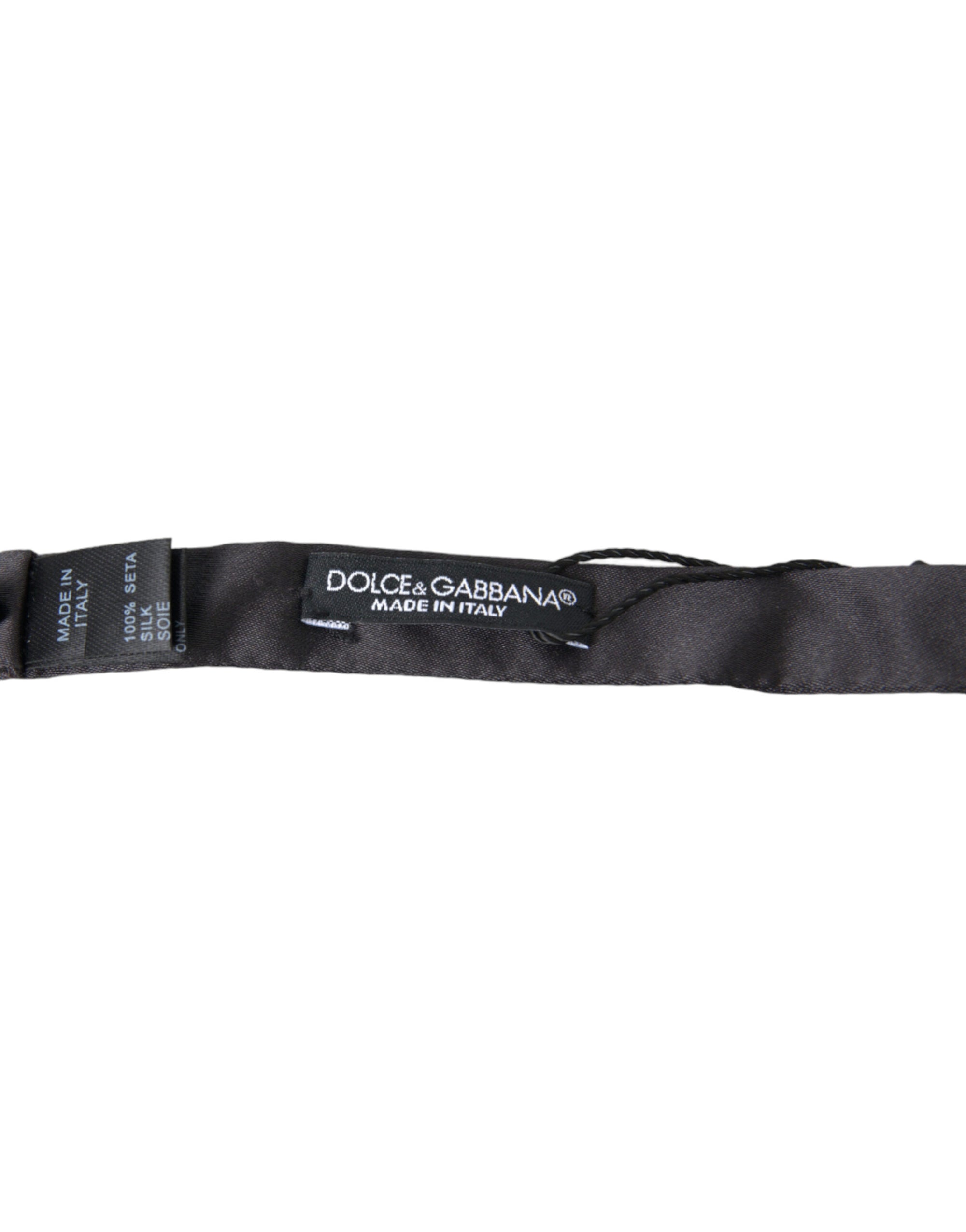 Dolce & Gabbana Dark Gray Silk Adjustable Neck Men Papillon Bow Tie - Maison Luxe