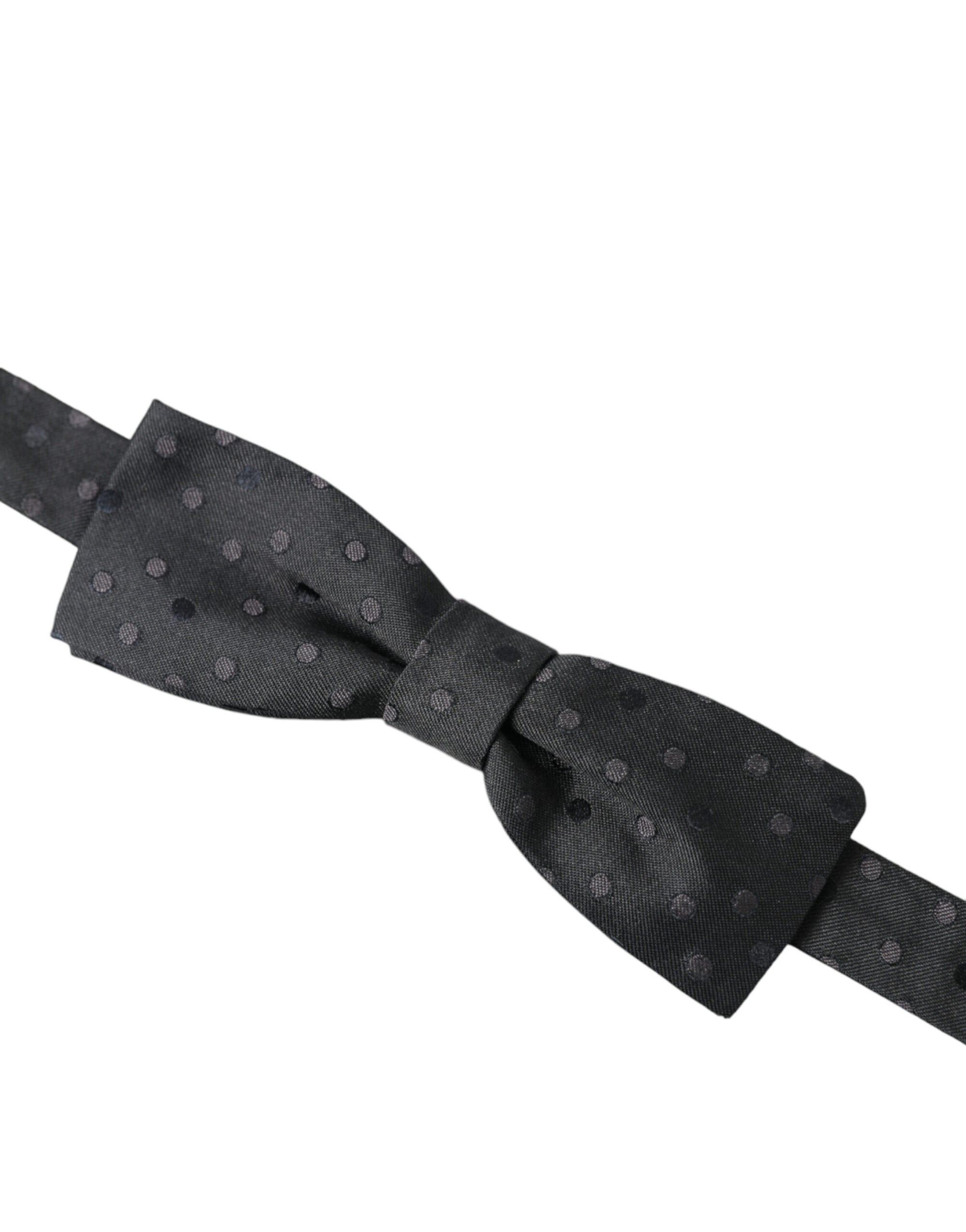 Dolce & Gabbana Gray Polka Dot Silk Adjustable Neck Men Papillon Bow Tie - Maison Luxe