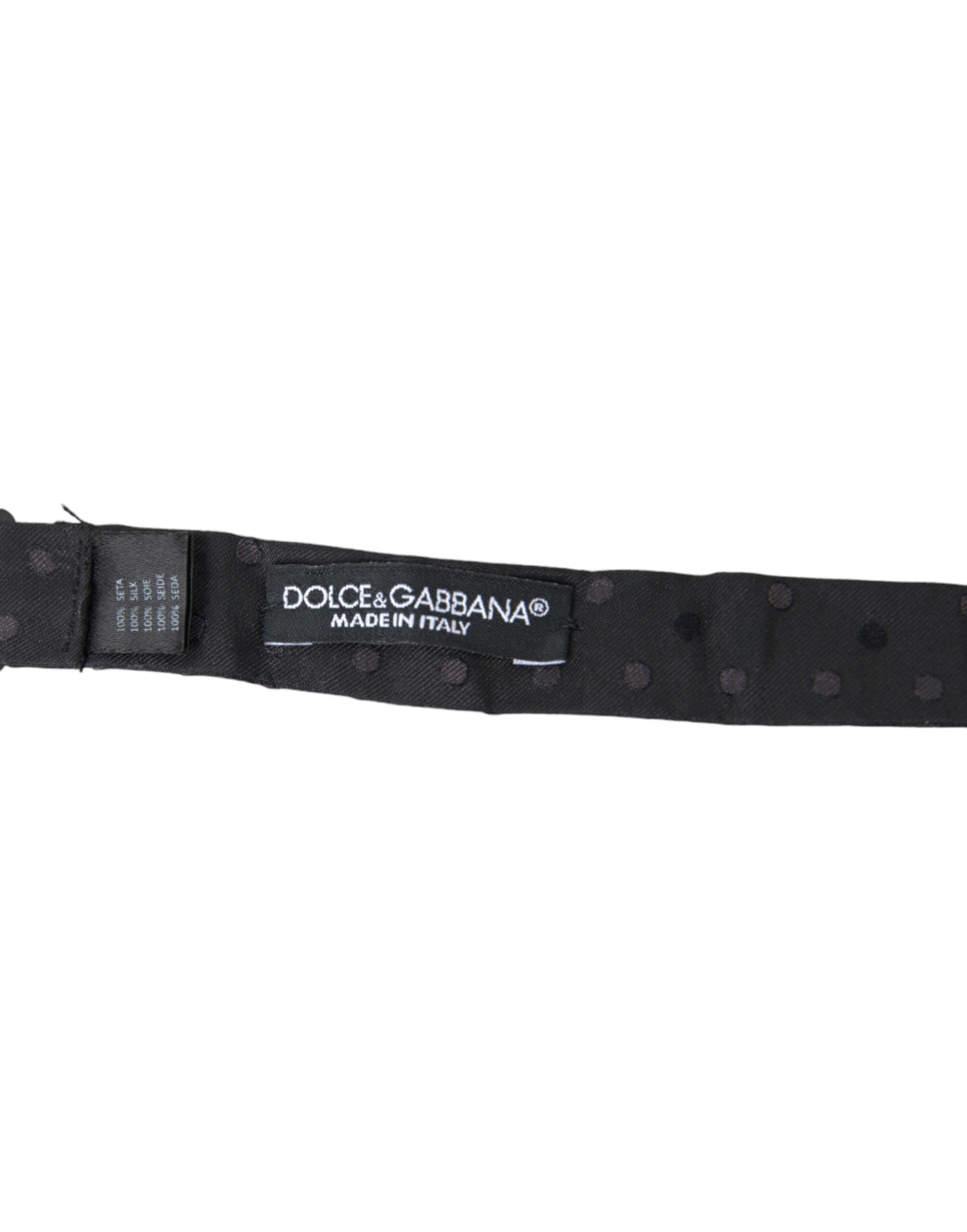 Dolce & Gabbana Gray Polka Dot Silk Adjustable Neck Men Papillon Bow Tie - Maison Luxe