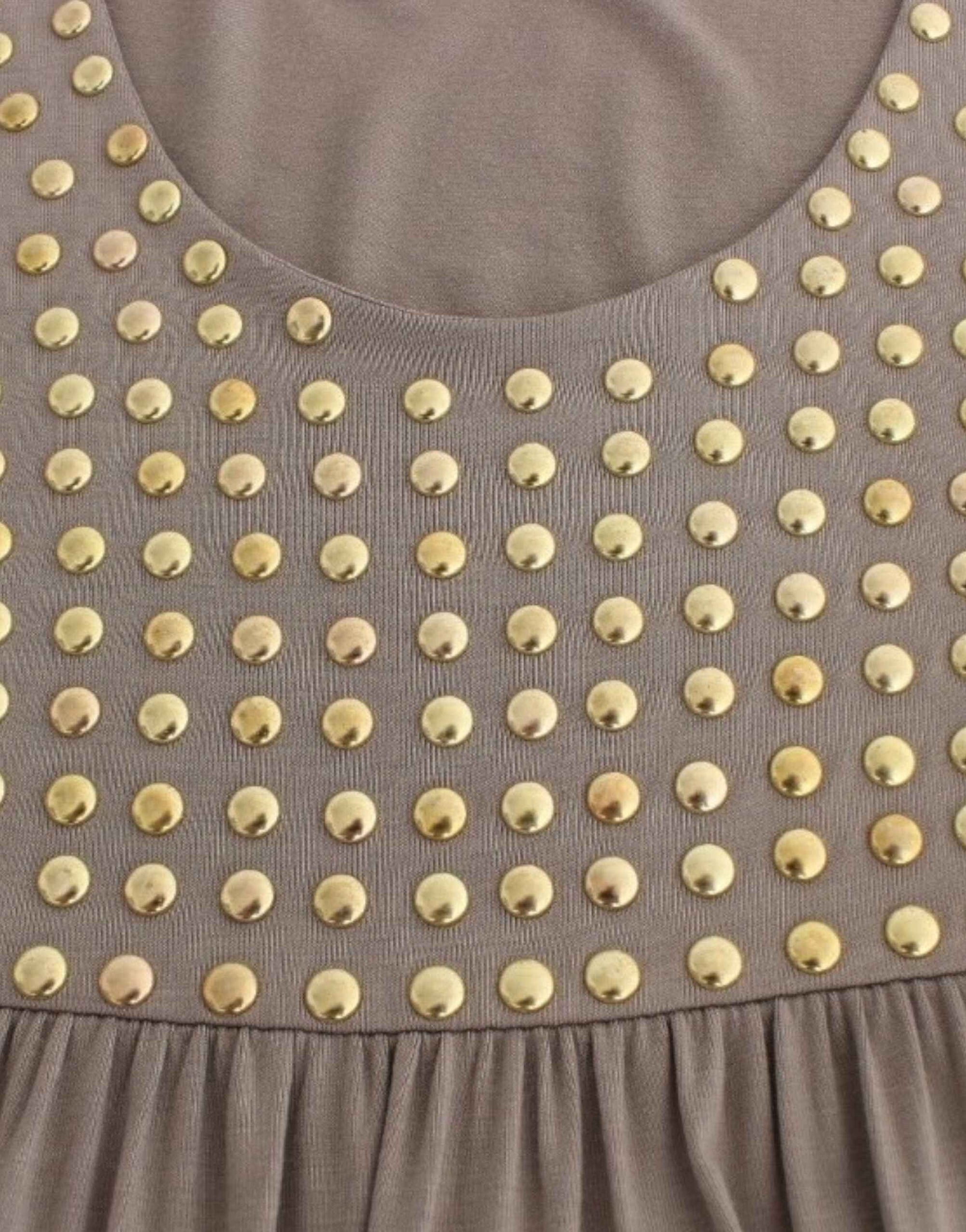 Roccobarocco Khaki studded sheath dress