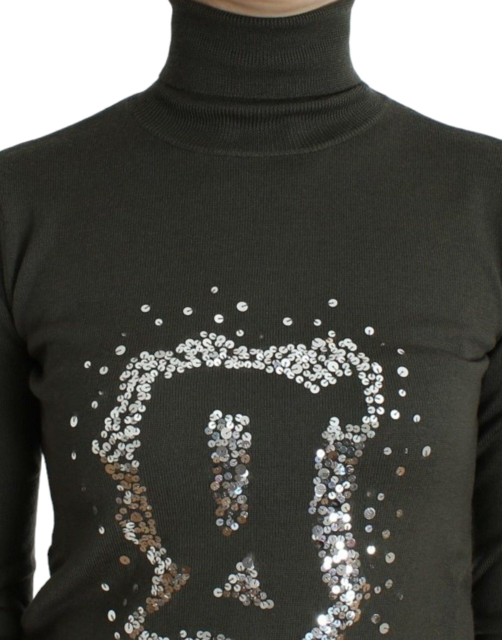 John Galliano Green wool turtleneck sweater