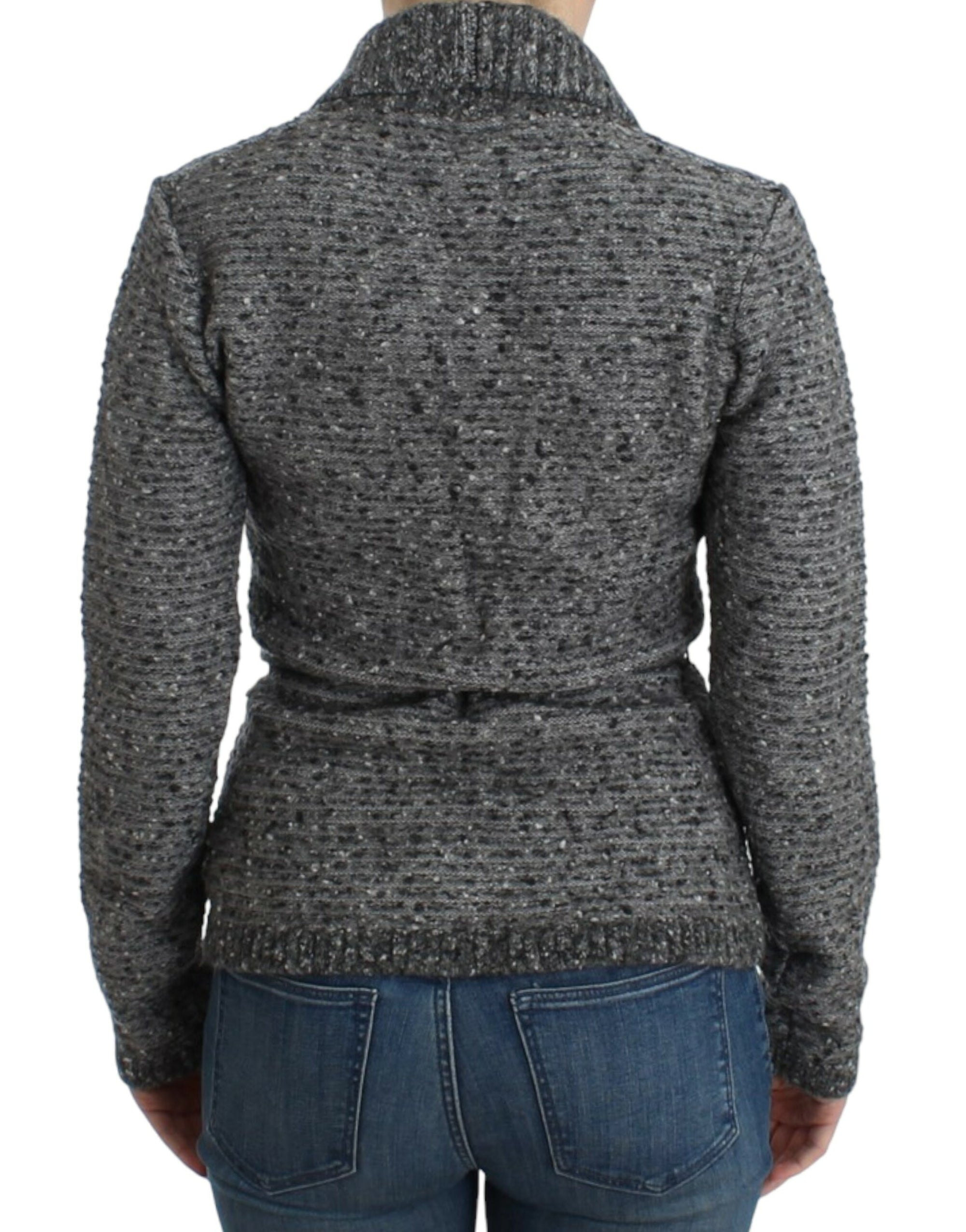 Cavalli Gray wool knitted cardigan
