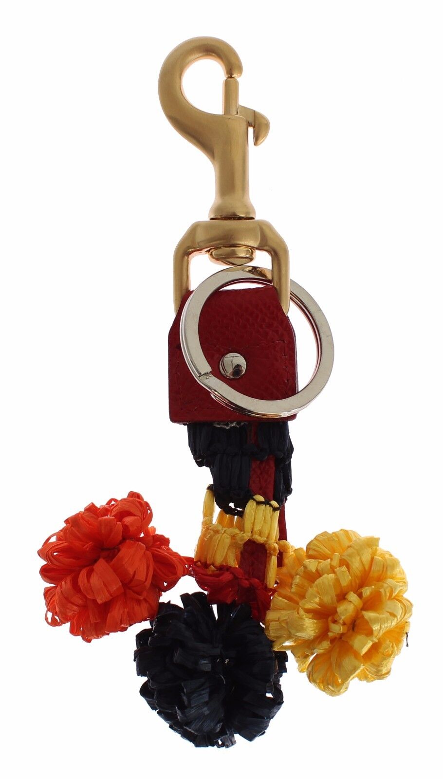 Dolce & Gabbana Gold Yellow Raffia Leather Clasp Finder Chain Keyring - Maison Luxe