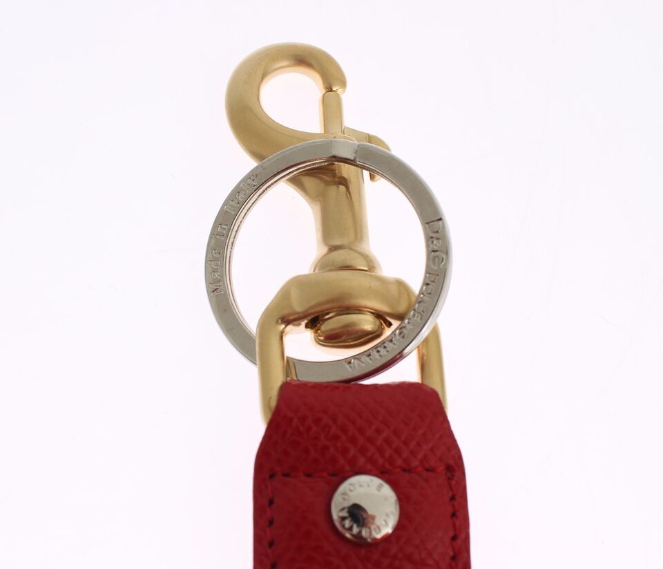 Dolce & Gabbana Gold Yellow Raffia Leather Clasp Finder Chain Keyring - Maison Luxe
