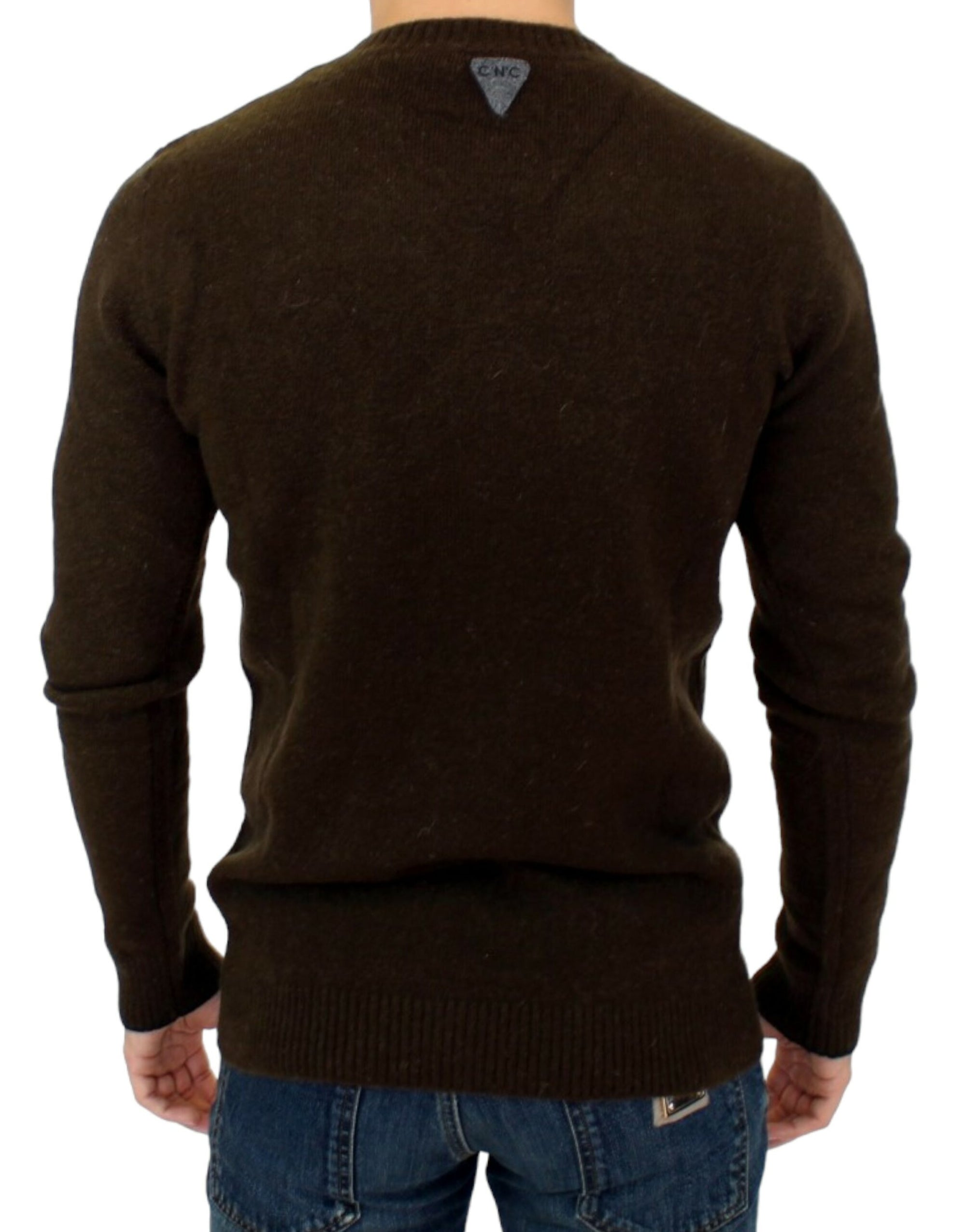 Costume National Brown striped crewneck sweater