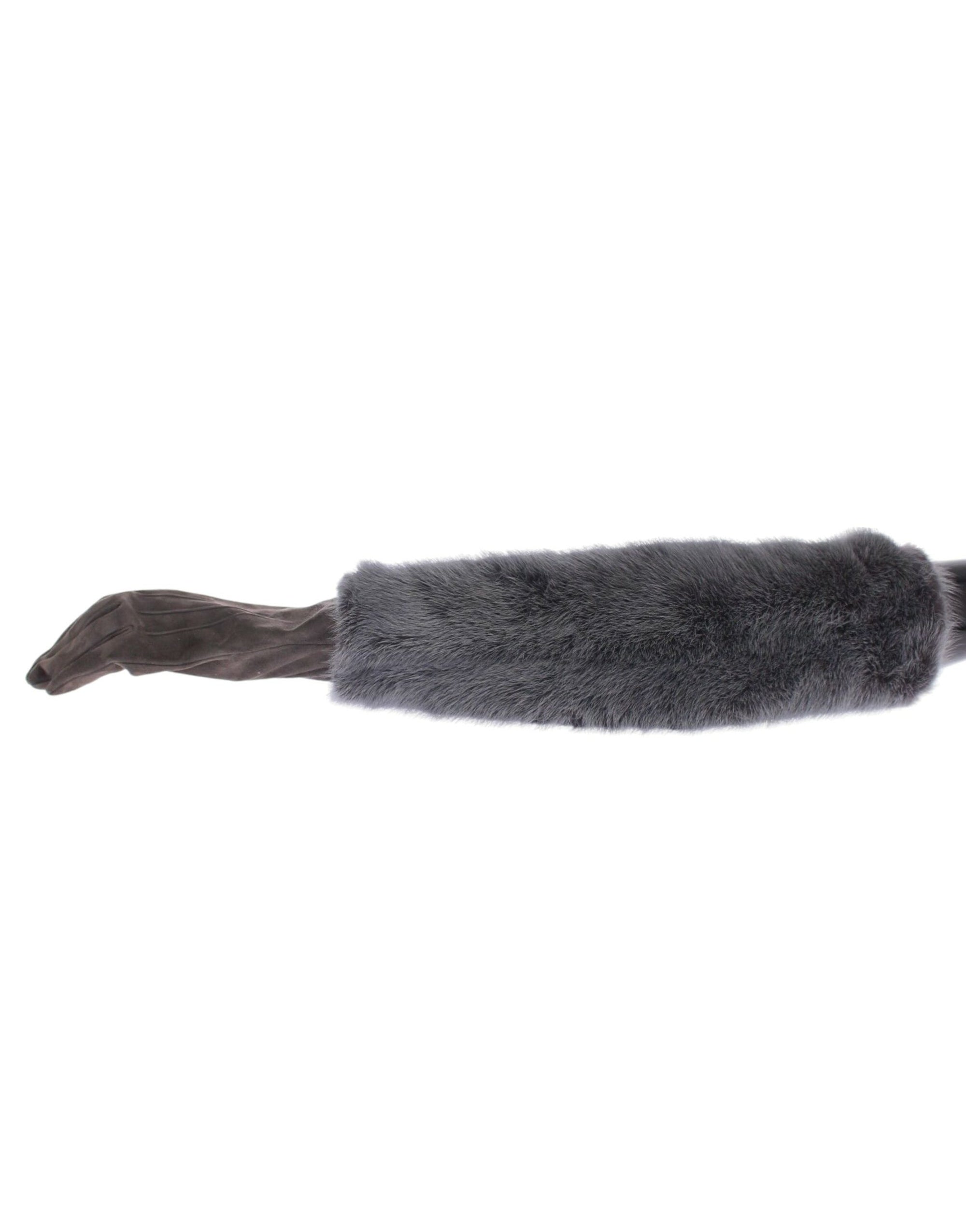 Dolce & Gabbana Gray Mink Fur Lambskin Suede Leather Gloves - Maison Luxe