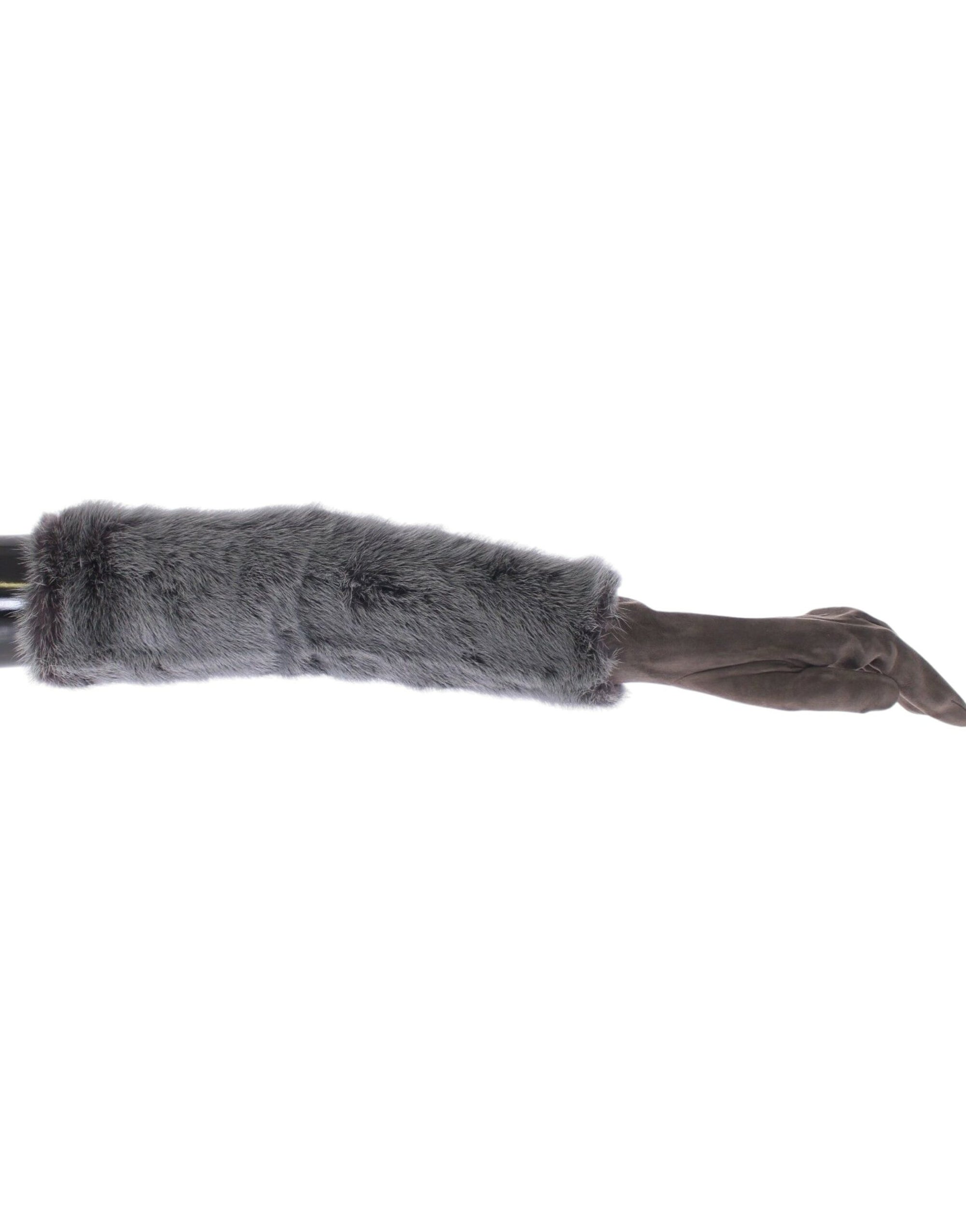 Dolce & Gabbana Gray Mink Fur Lambskin Suede Leather Gloves - Maison Luxe