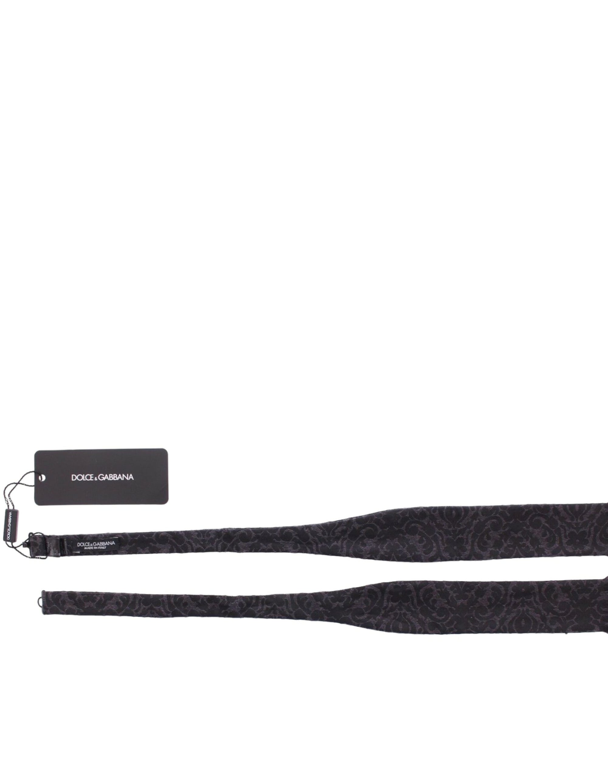 Dolce & Gabbana Gray Black Wool Bow Tie - Maison Luxe