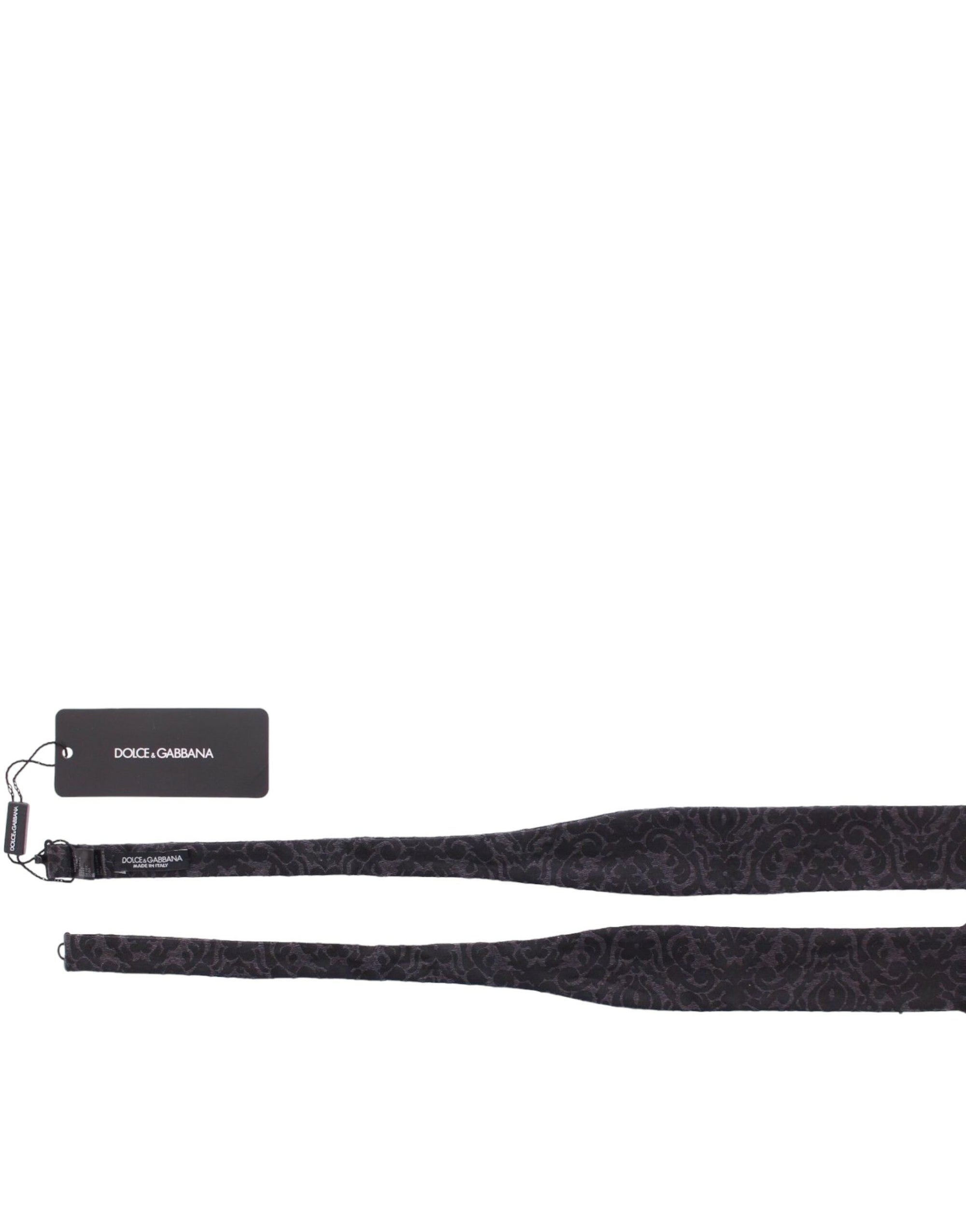 Dolce & Gabbana Gray Black Wool Silk Bow Tie - Maison Luxe