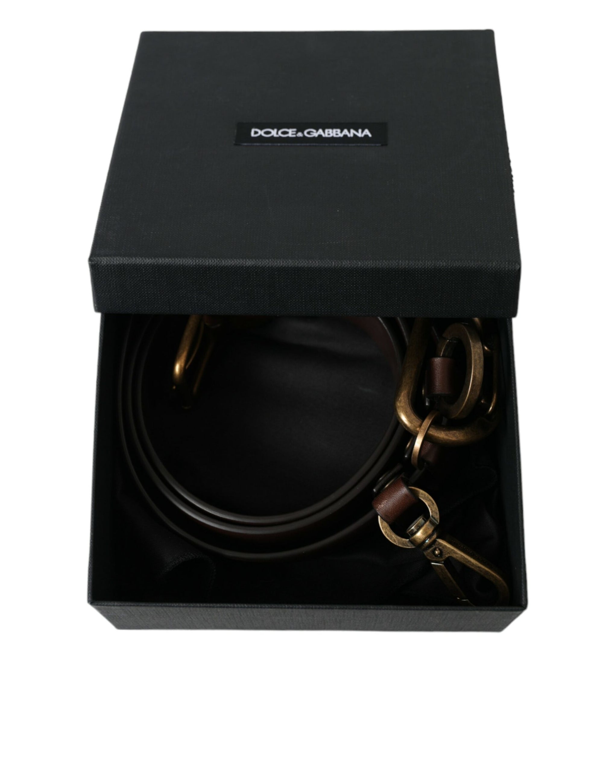 Dolce & Gabbana Brown Calf Leather Gold Metal Buckle Belt - Maison Luxe