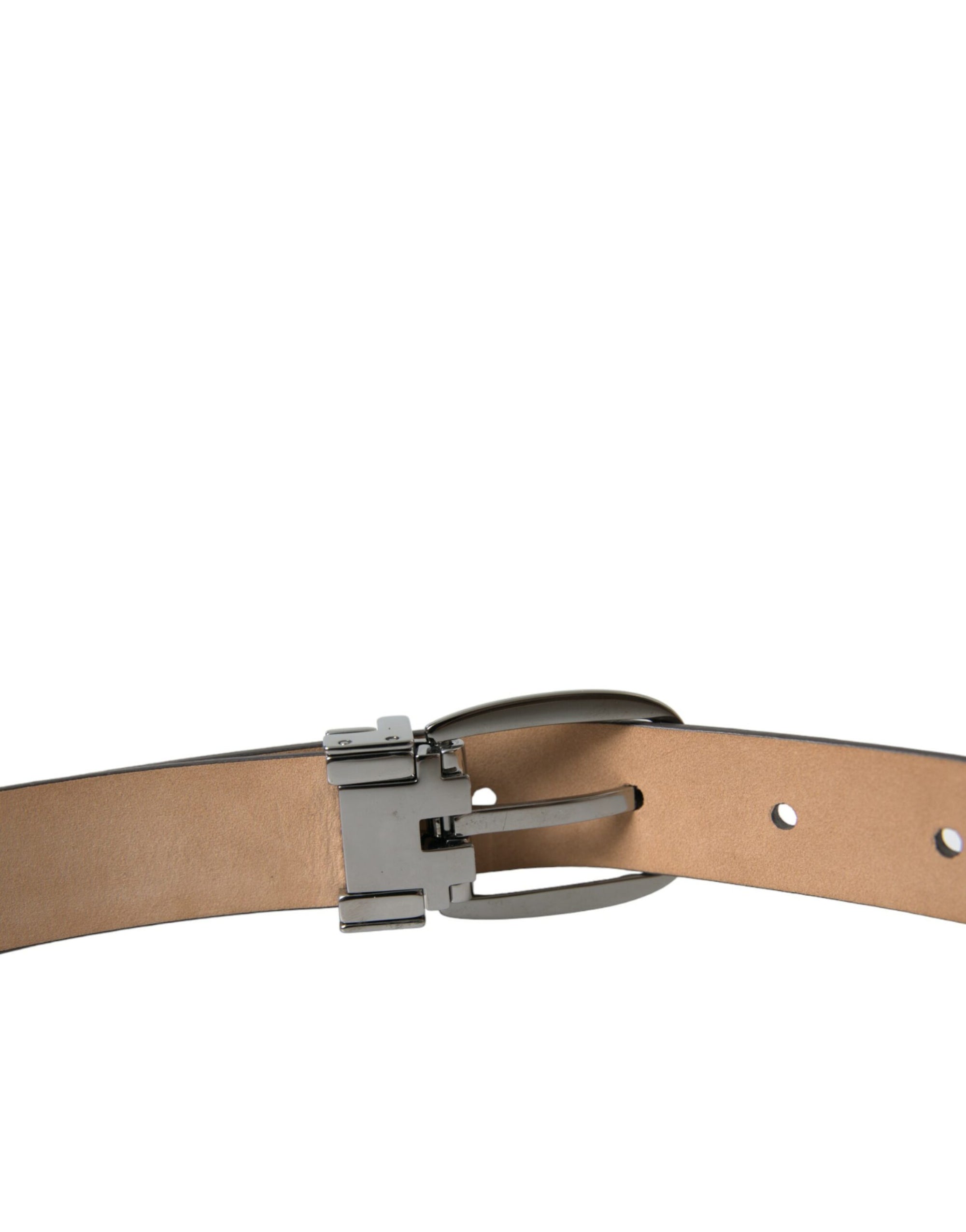 Dolce & Gabbana Dark Brown Leather Silver Metal Buckle Belt - Maison Luxe