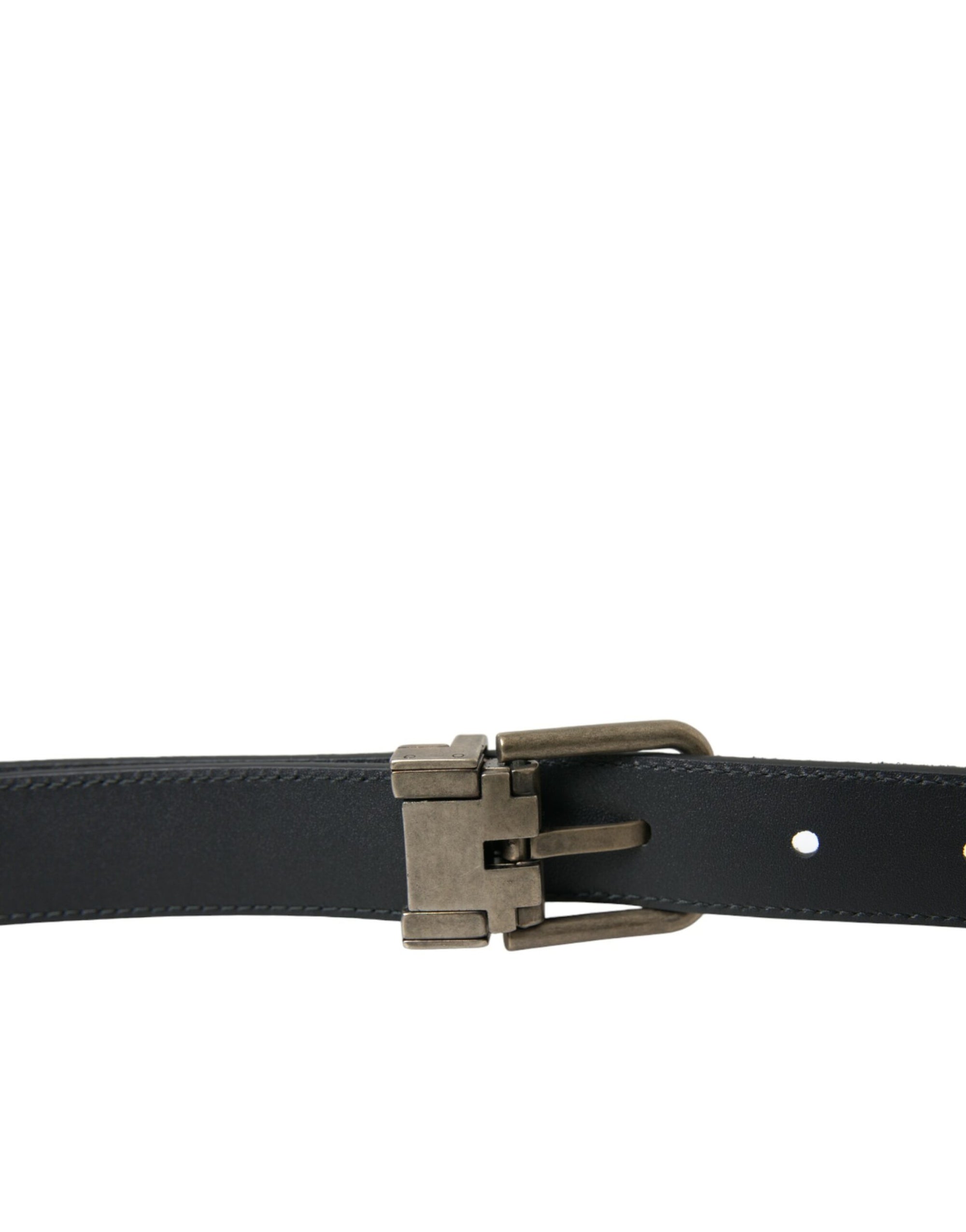 Dolce & Gabbana Black Goat Leather Antique Metal Buckle Belt - Maison Luxe