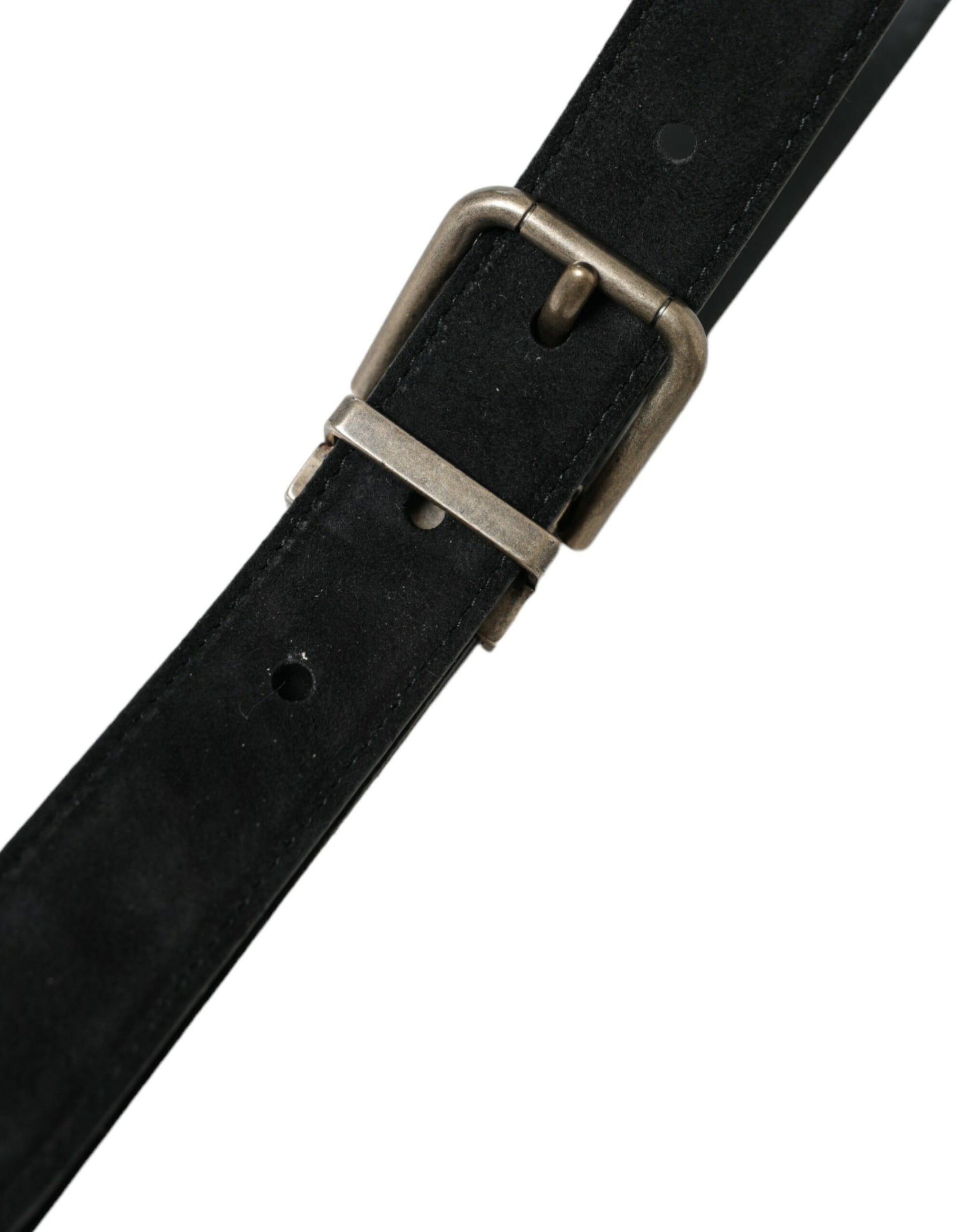 Dolce & Gabbana Black Goat Leather Antique Metal Buckle Belt - Maison Luxe